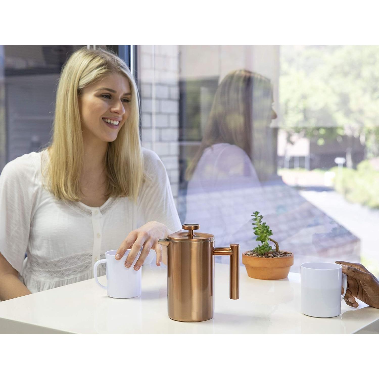 Prensa Francesa MIRA 590 ml Acero Inoxidable Azul Perla