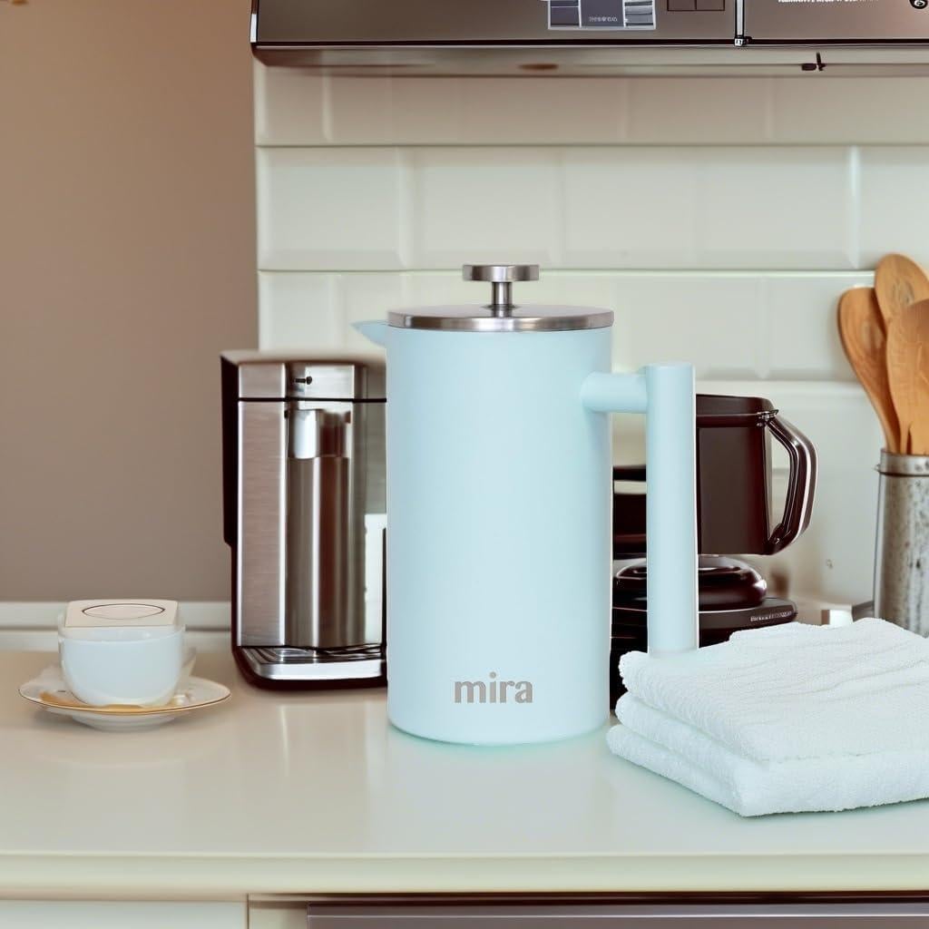 Prensa Francesa MIRA 590 ml Acero Inoxidable Azul Perla