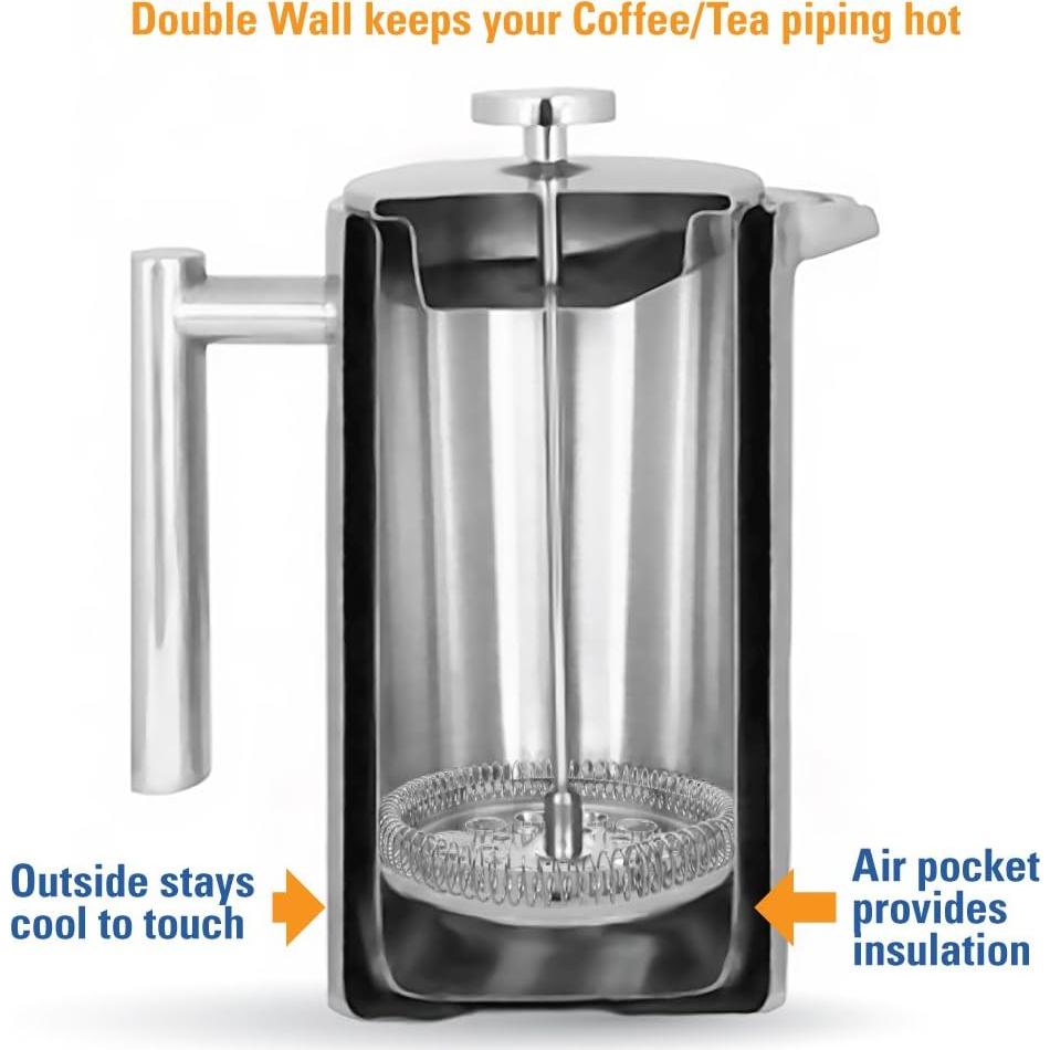 Prensa Francesa MIRA 590 ml Acero Inoxidable Azul Perla