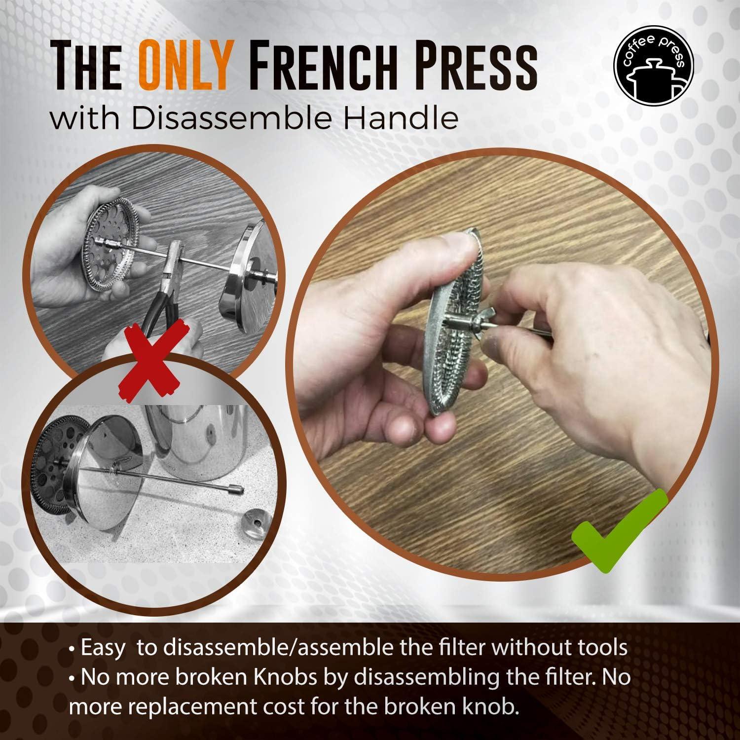 Cafetera Prensa Francesa EzDtach Acero Inoxidable 1007ml Cobre