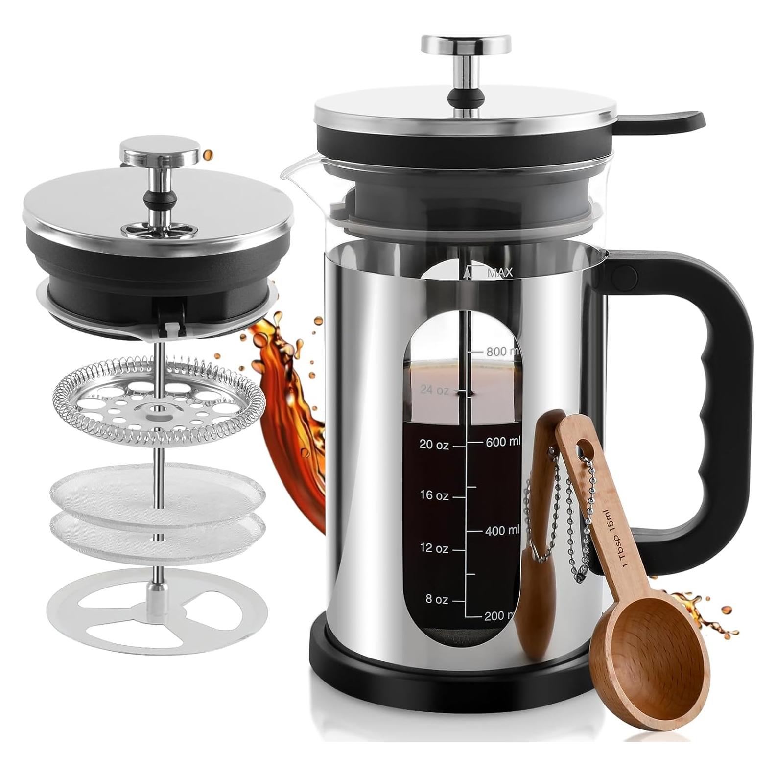 Prensa Francesa para Café CHDEXU 1000ml Vidrio y Acero Inoxidable