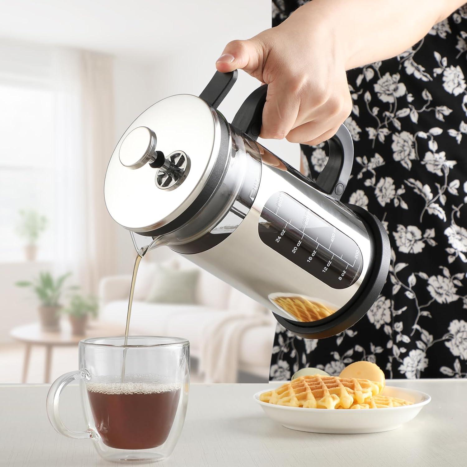 Prensa Francesa para Café CHDEXU 1000ml Vidrio y Acero Inoxidable