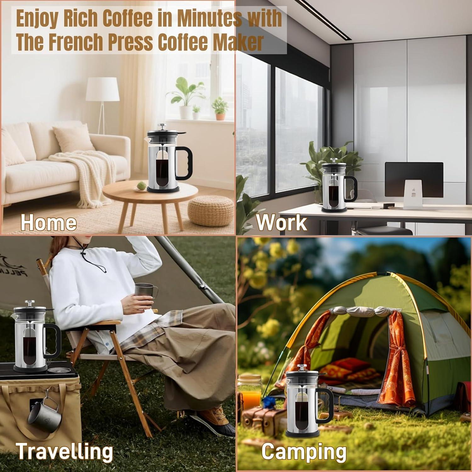 Prensa Francesa para Café CHDEXU 1000ml Vidrio y Acero Inoxidable