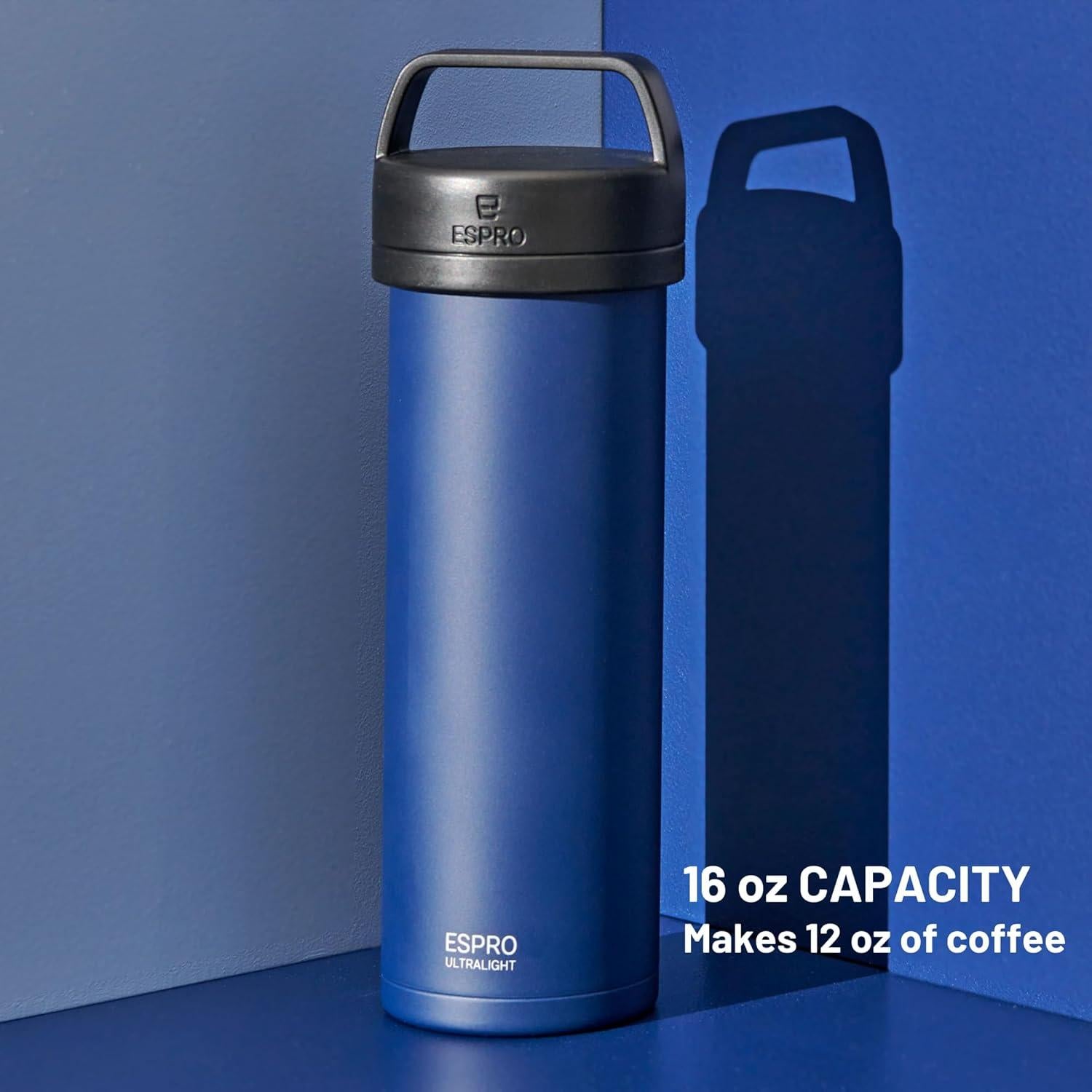 Prensa Francesa de Viaje ESPRO P0, Acero Inoxidable 0.47L Azul