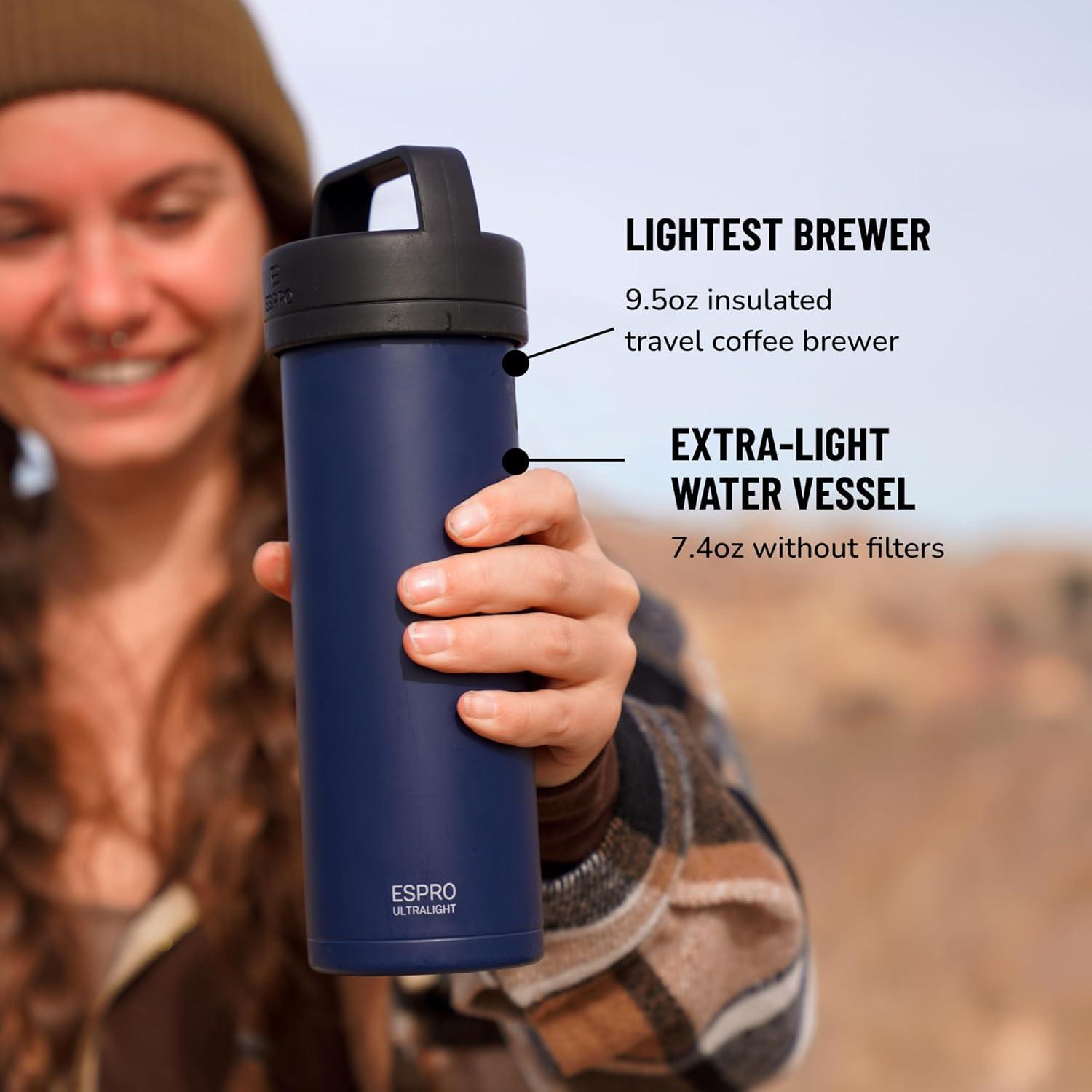 Prensa Francesa de Viaje ESPRO P0, Acero Inoxidable 0.47L Azul