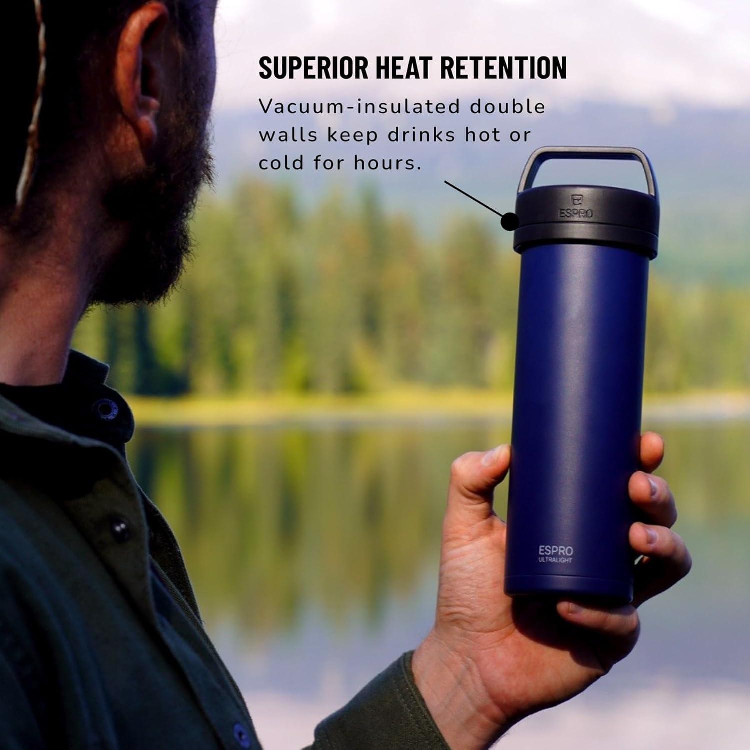 Prensa Francesa de Viaje ESPRO P0, Acero Inoxidable 0.47L Azul