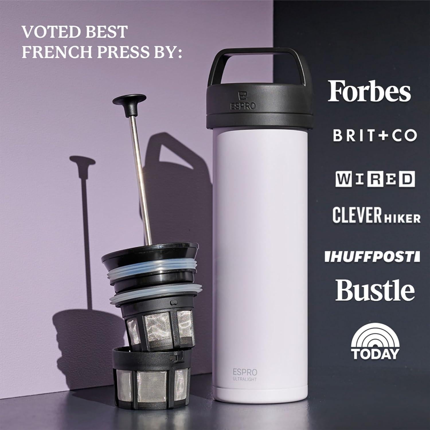 Prensa Francesa de Viaje ESPRO P0, Acero Inoxidable 0.47L Azul