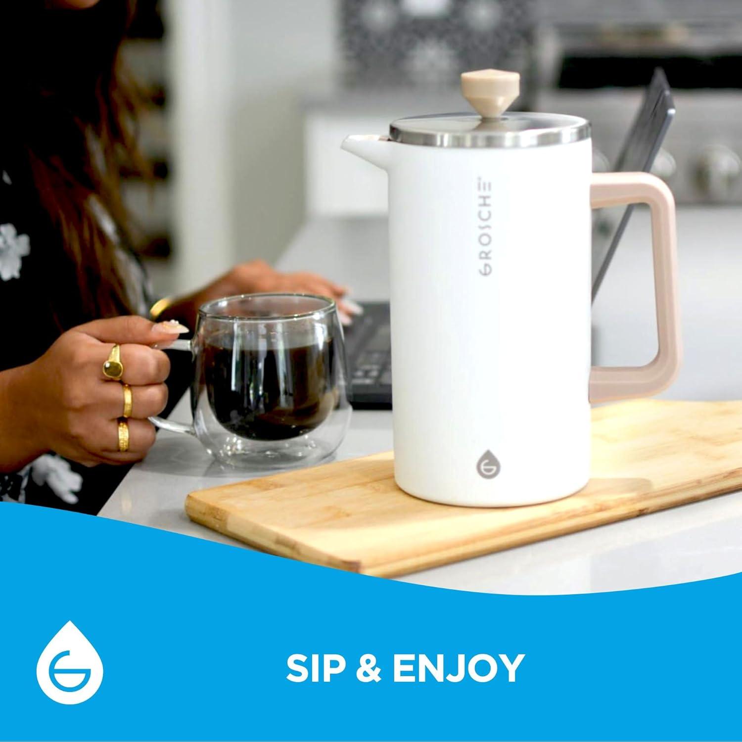 Cafetera Prensa Francesa GROSCHE Dublin Acero Inoxidable 8 Tazas