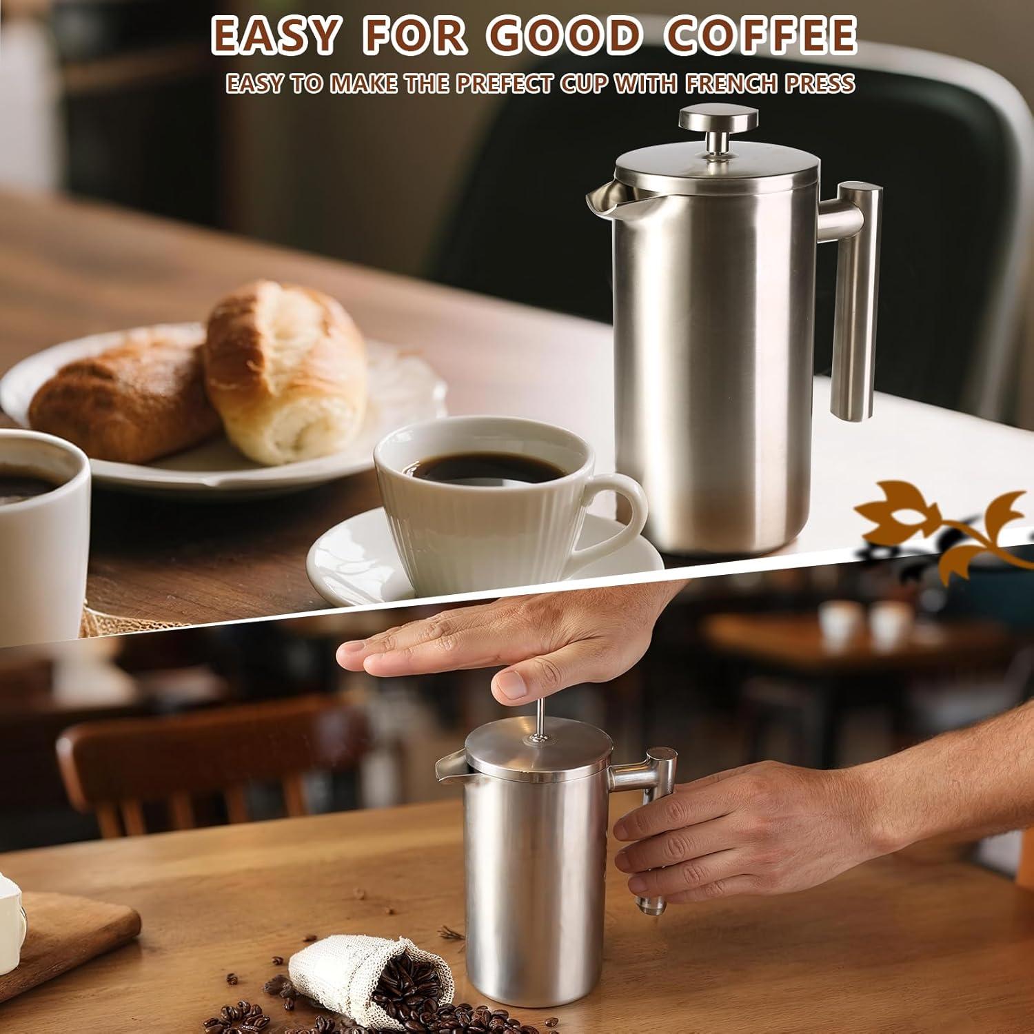 Prensa Francesa 1L AgcKuzt Acero Inoxidable Doble Pared