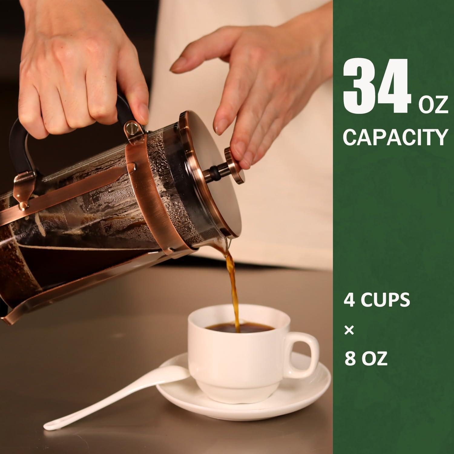 Cafetera Prensa Francesa BeanNest 1L Acero Inoxidable Plata