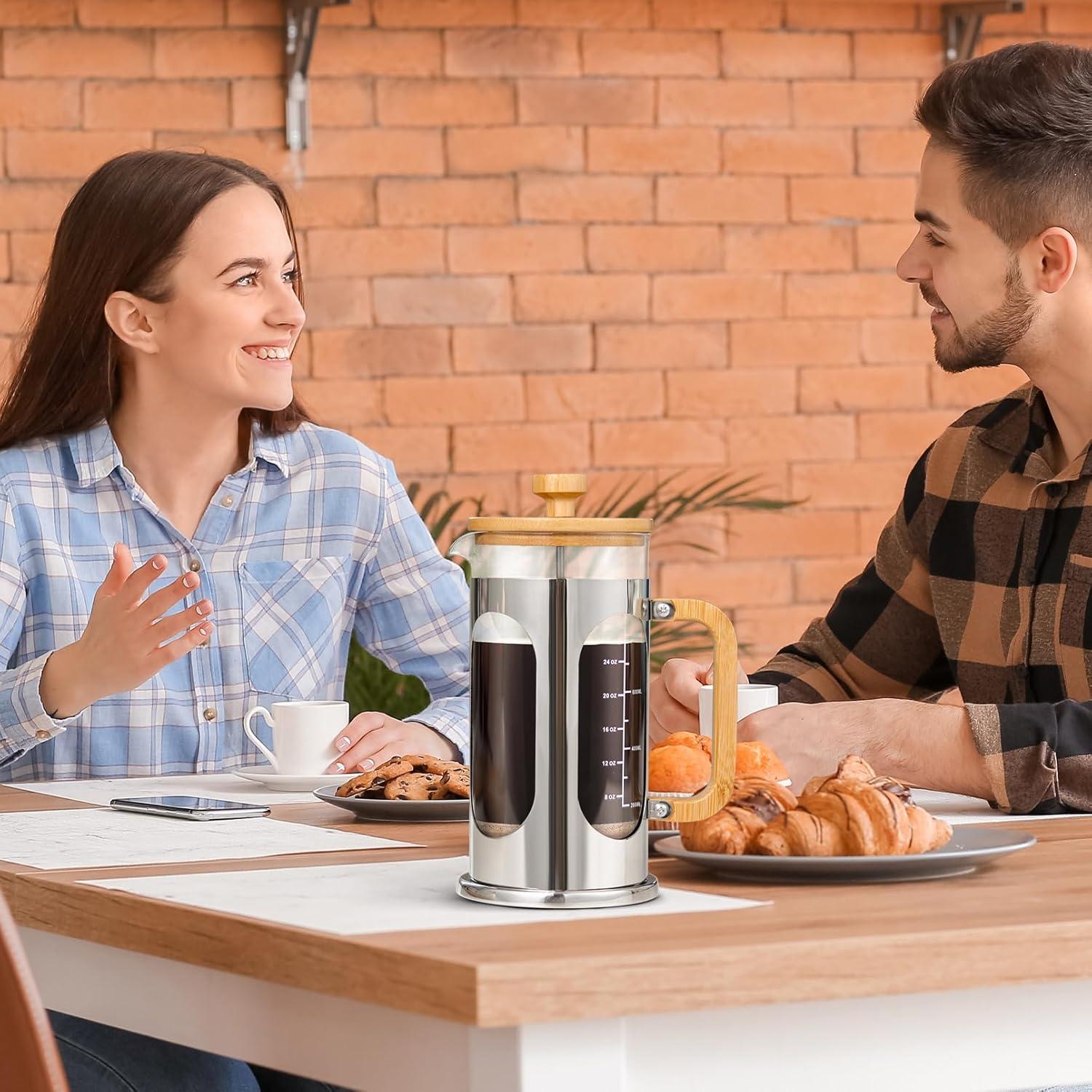 Cafetera Prensa Francesa Sivaphe 1000 ml Vidrio y Bambú