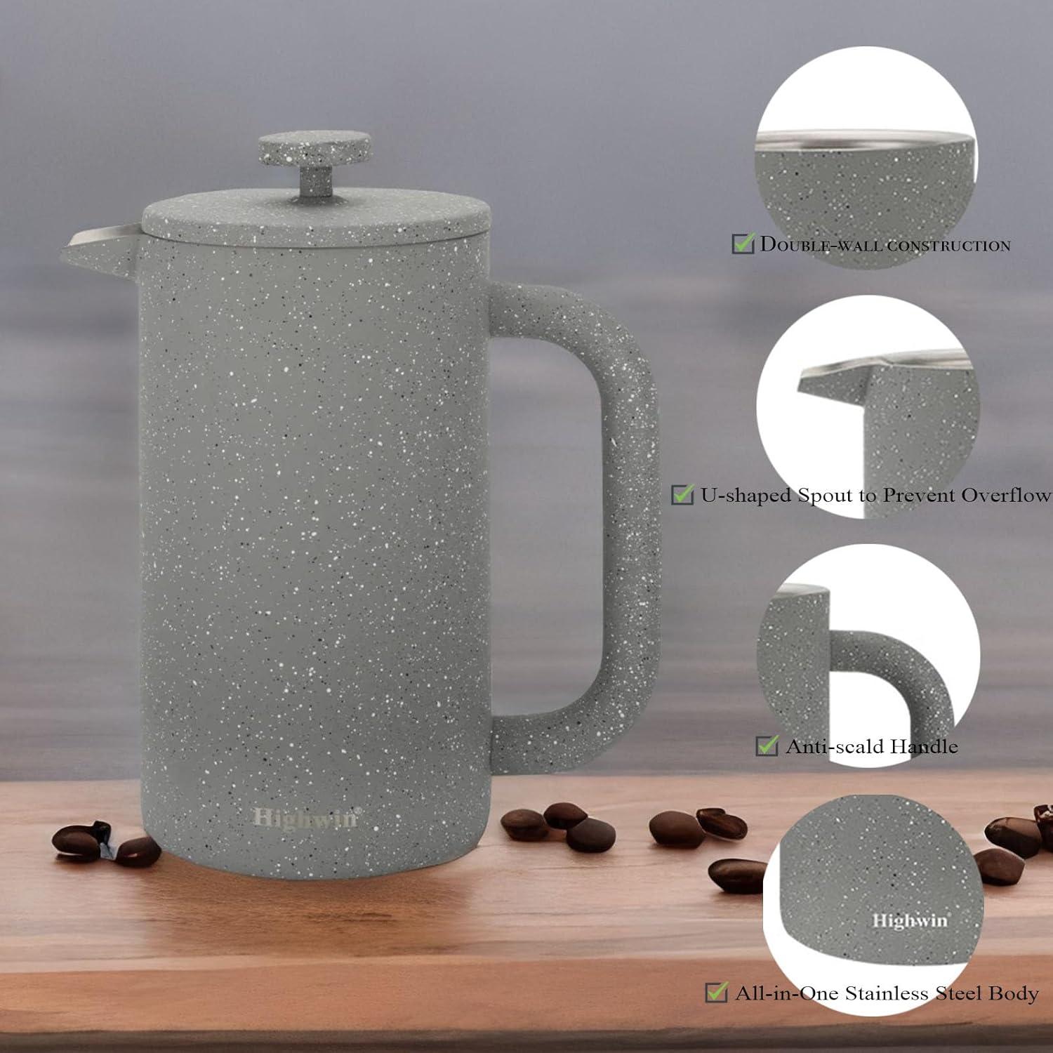 Prensa Francesa de Café Highwin 1L Acero Inoxidable Doble Pared