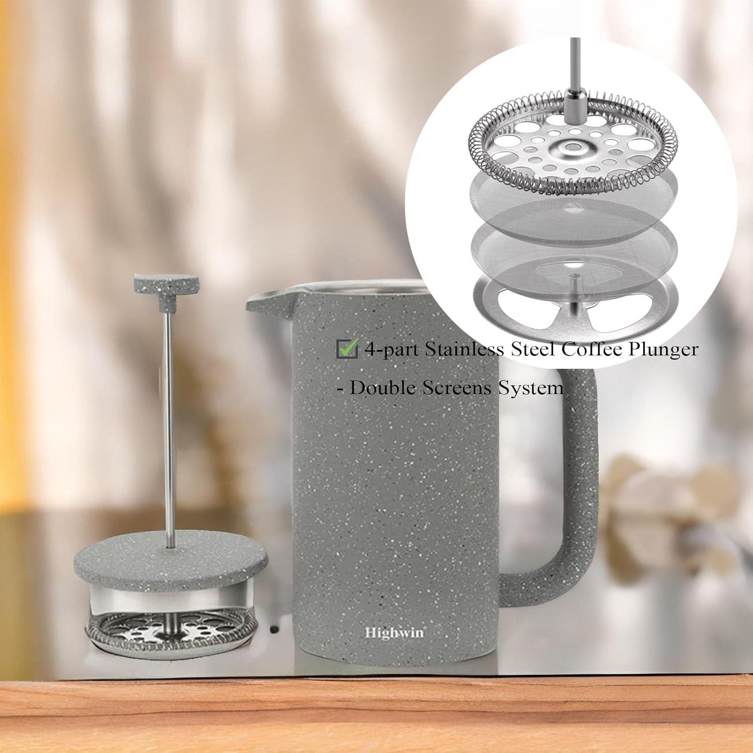 Prensa Francesa de Café Highwin 1L Acero Inoxidable Doble Pared