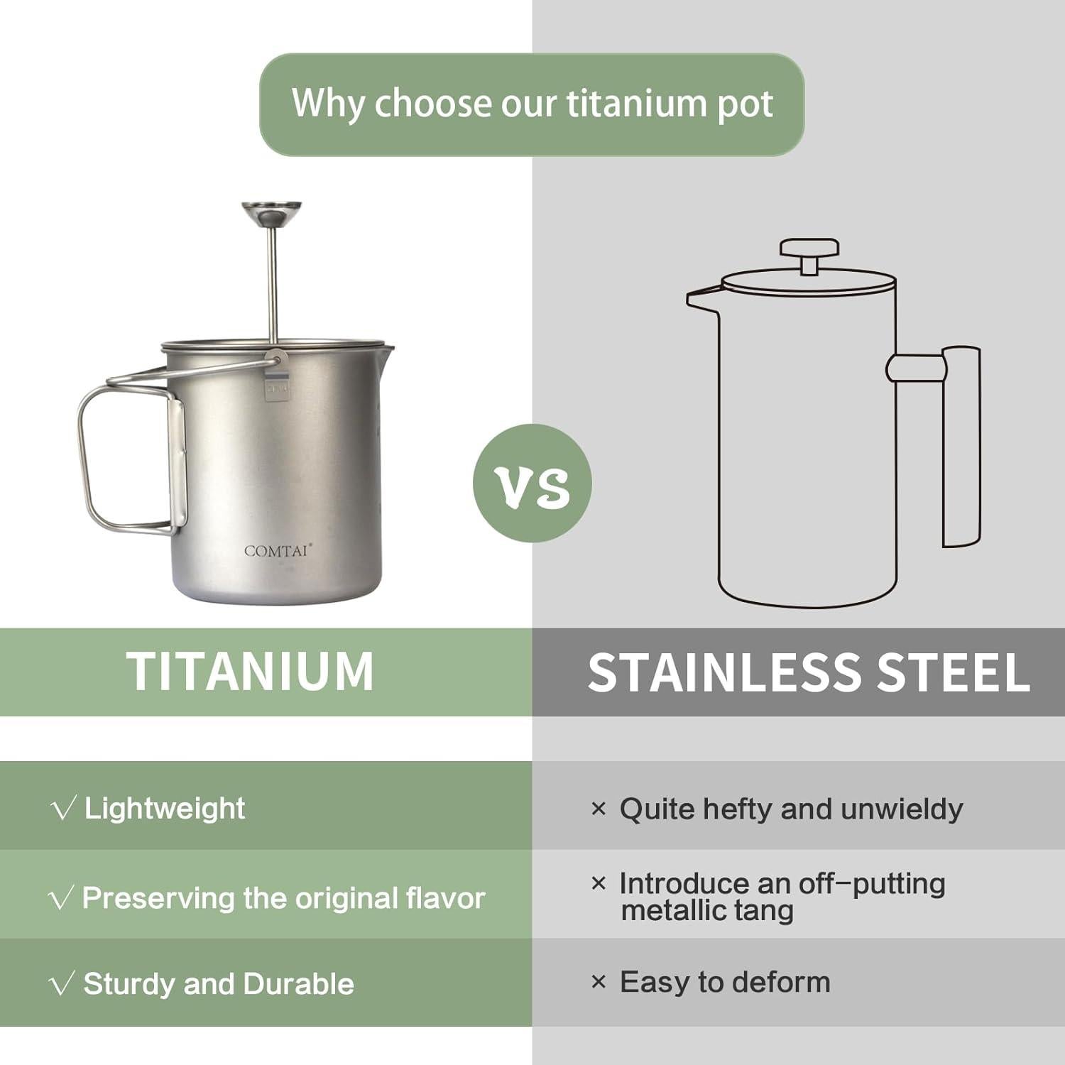 Cafetera Prensa Francesa Titanio COMTAI 750ml Camping