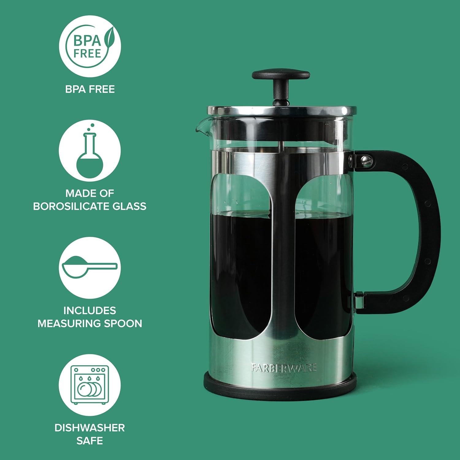 Cafetera Prensa Francesa Farberware Acero Inoxidable 8 Tazas