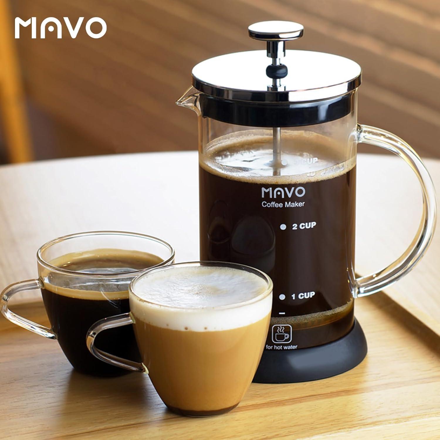 Cafetera Prensa Francesa MAVO Acero Inoxidable 350ml 2 Filtros