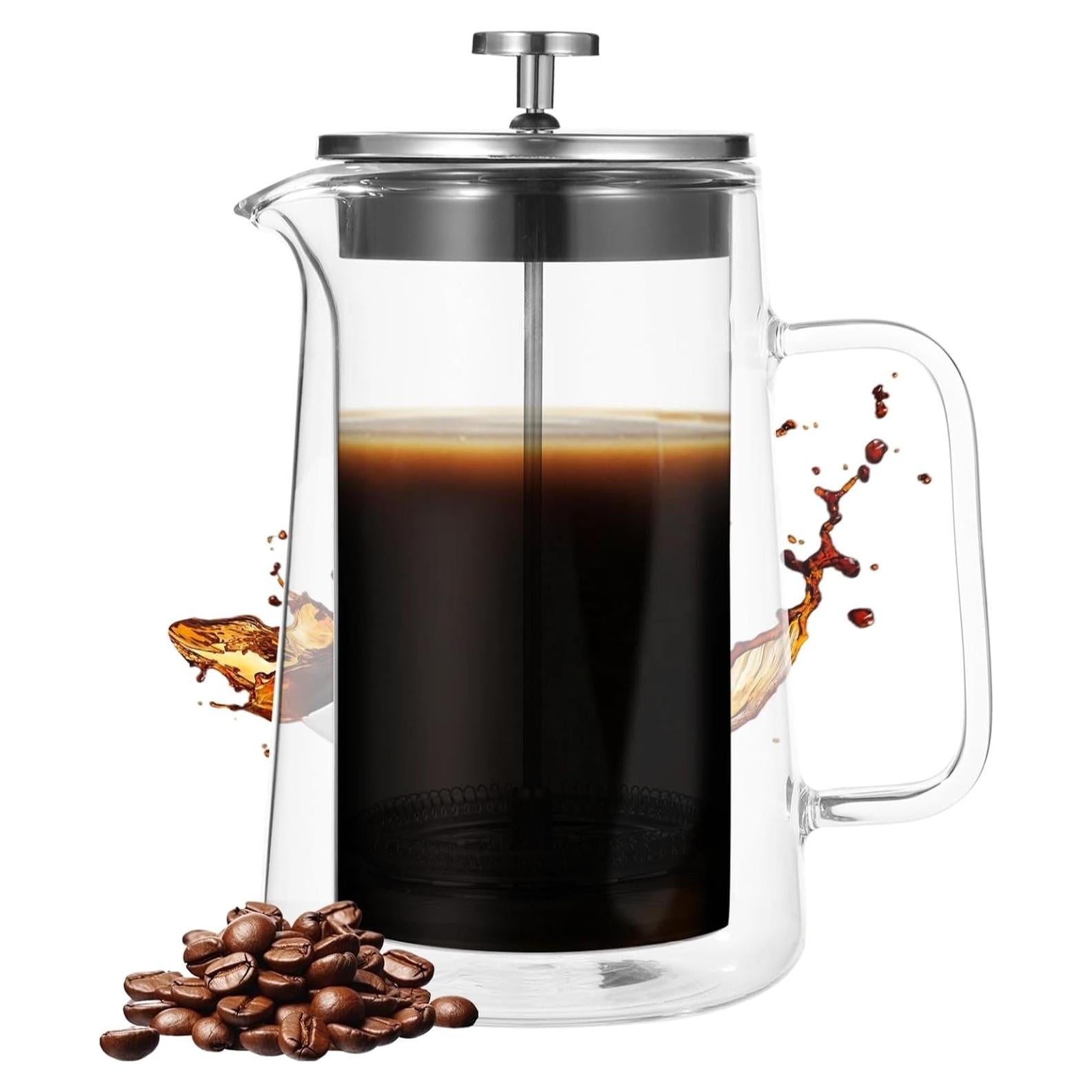 Prensa Cafetera Francesa Anjetan 1000 ml Vidrio Aislado