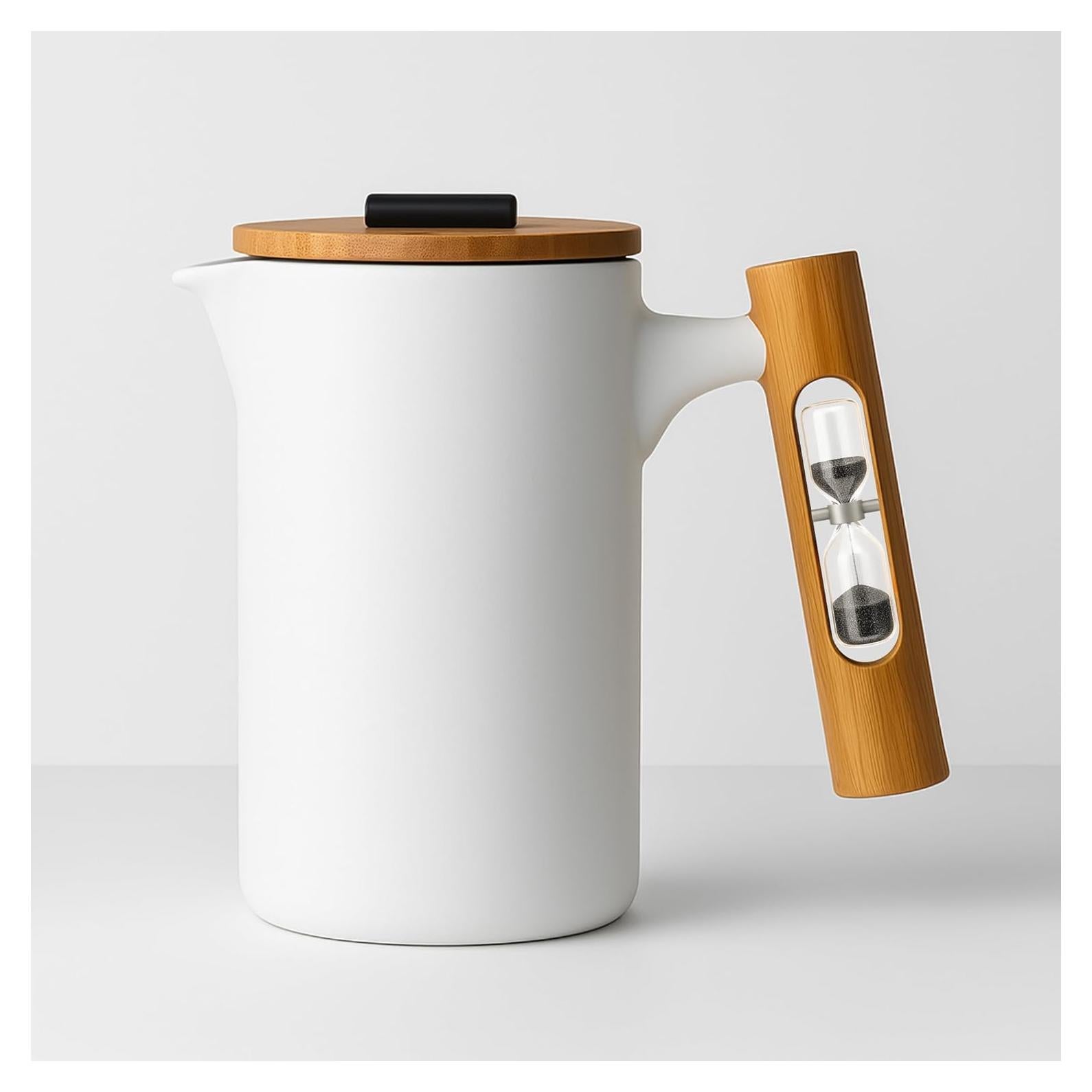 Cafetera Prensa Francesa StramperPress con Temporizador - Cerámica Blanca