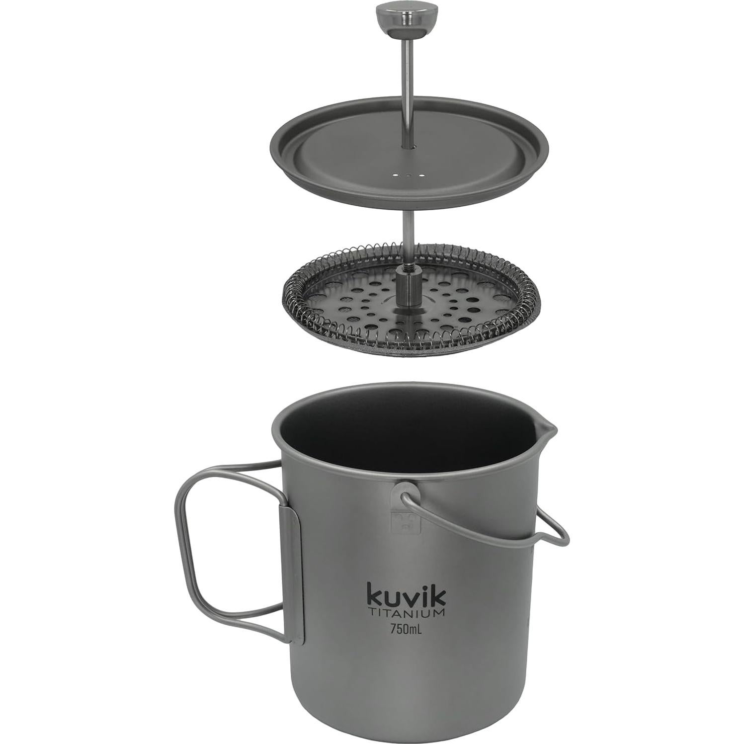 Prensa Francesa Kuvik de Titanio 750ml - Ultraligera para Camping
