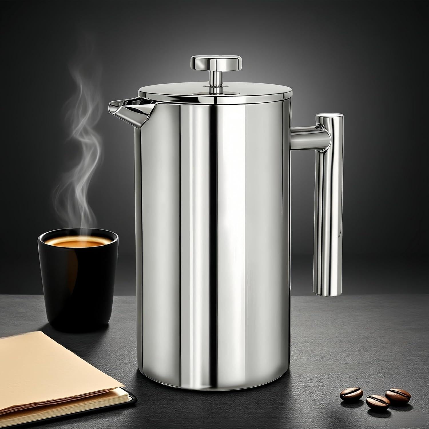 Cafetera Prensa Francesa Longtiming 0.99L Acero Inoxidable Doble Aislado