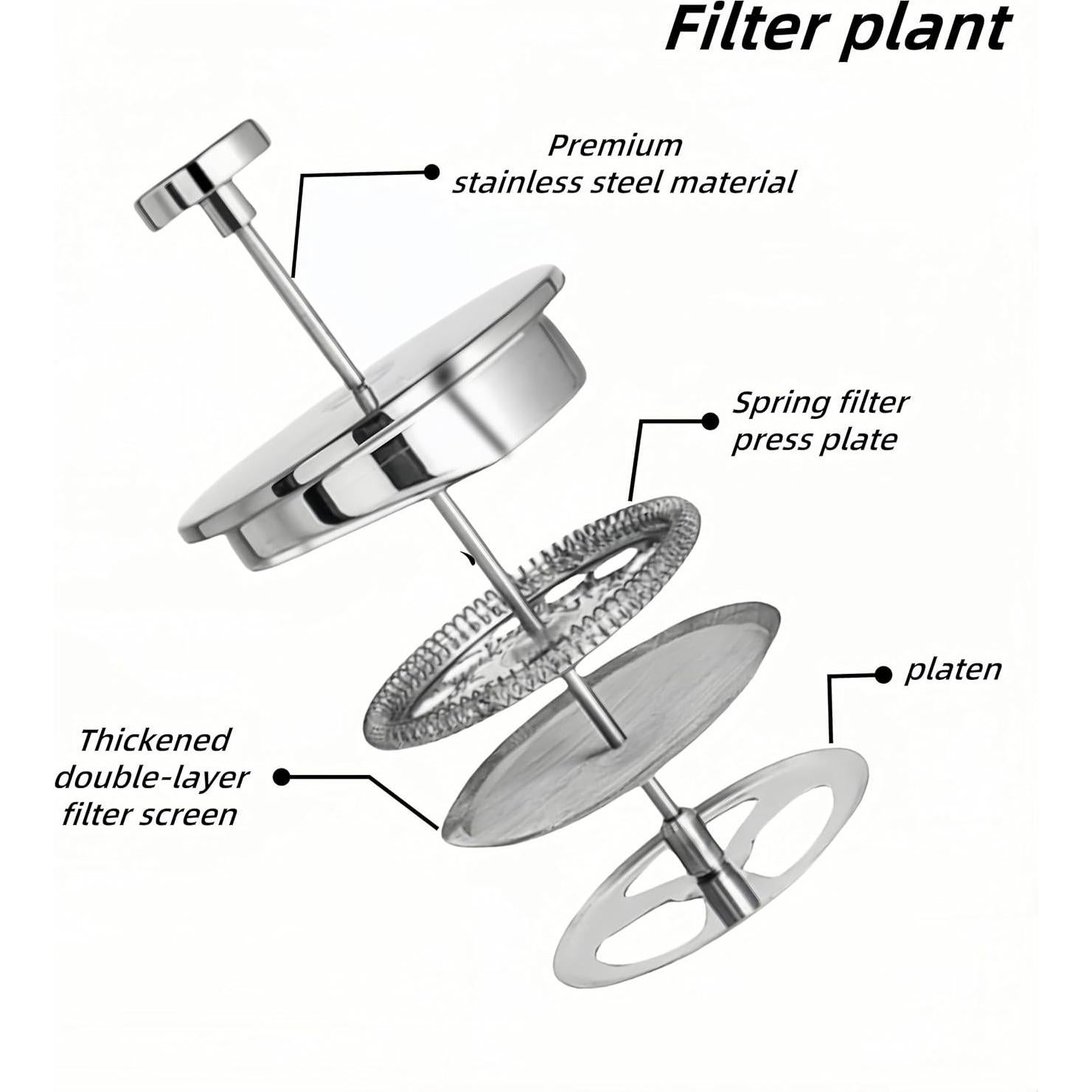 Cafetera Prensa Francesa Longtiming 0.99L Acero Inoxidable Doble Aislado