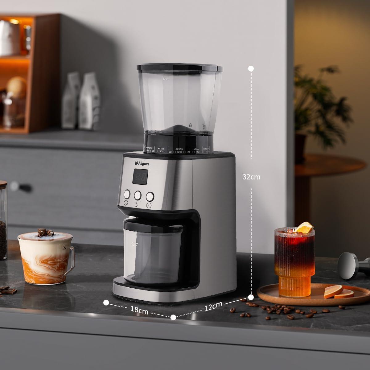 Molino de Café Eléctrico Aligain E40 Acero Inoxidable 51 Niveles