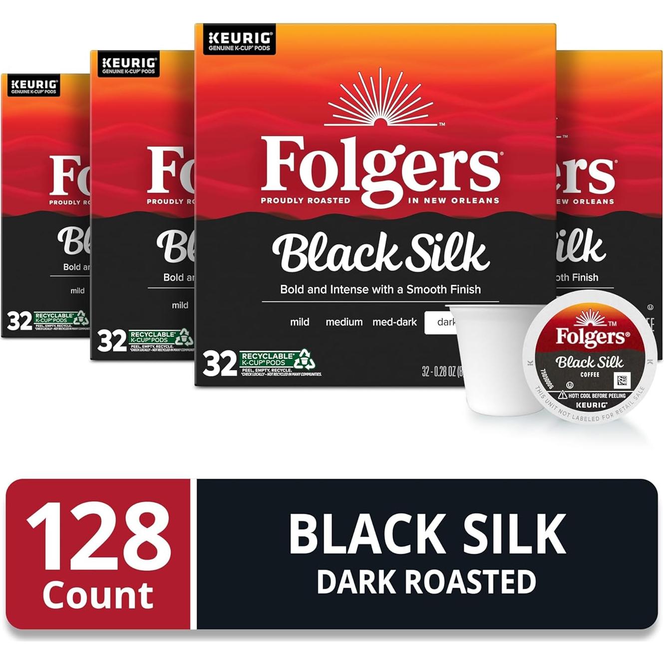 Café Folgers Black Silk Tostado Oscuro 128 Cápsulas K-Cup