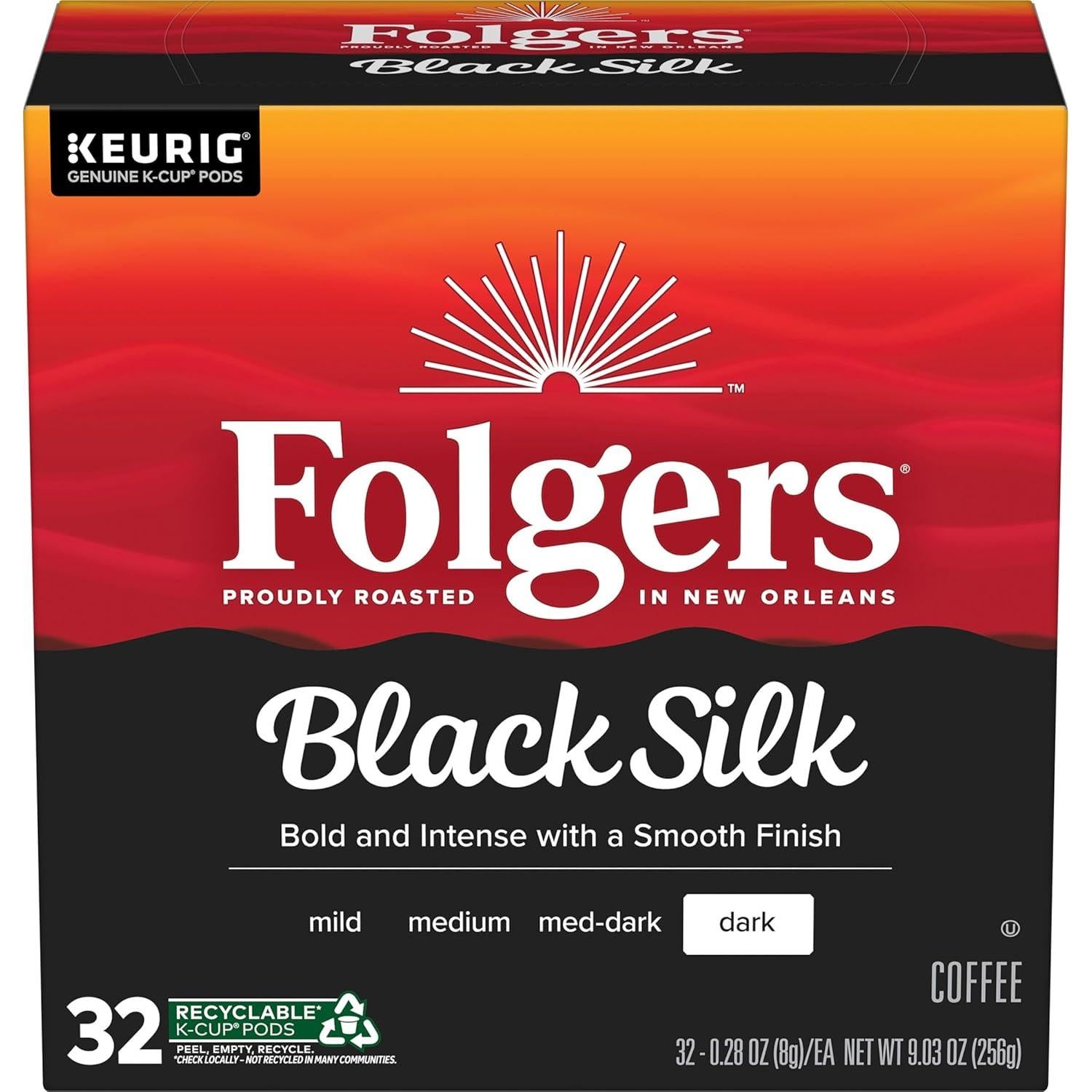 Café Folgers Black Silk Tostado Oscuro 128 Cápsulas K-Cup