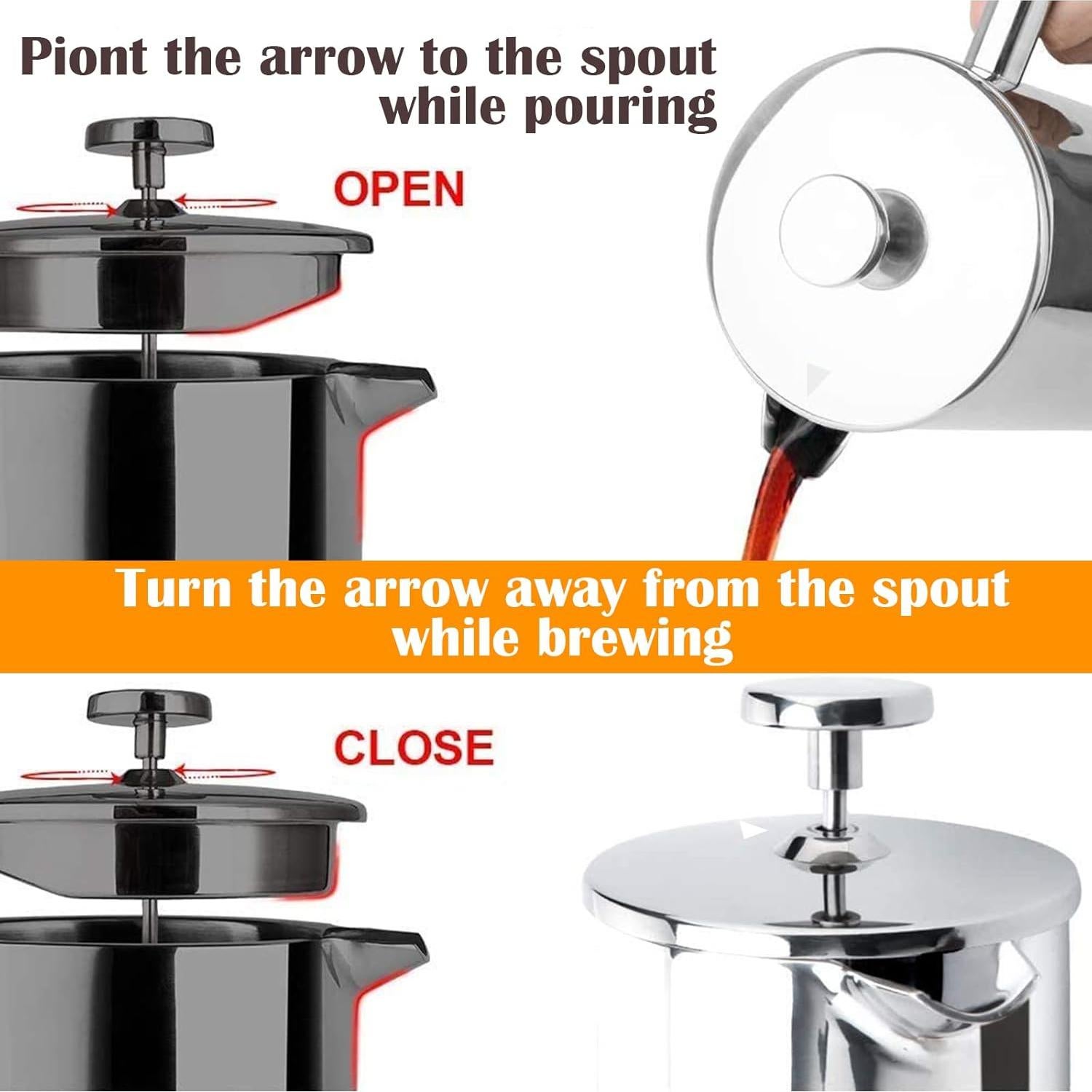 Cafetera Prensa Francesa LANTE FP-SS-01 1000ml Acero Inoxidable