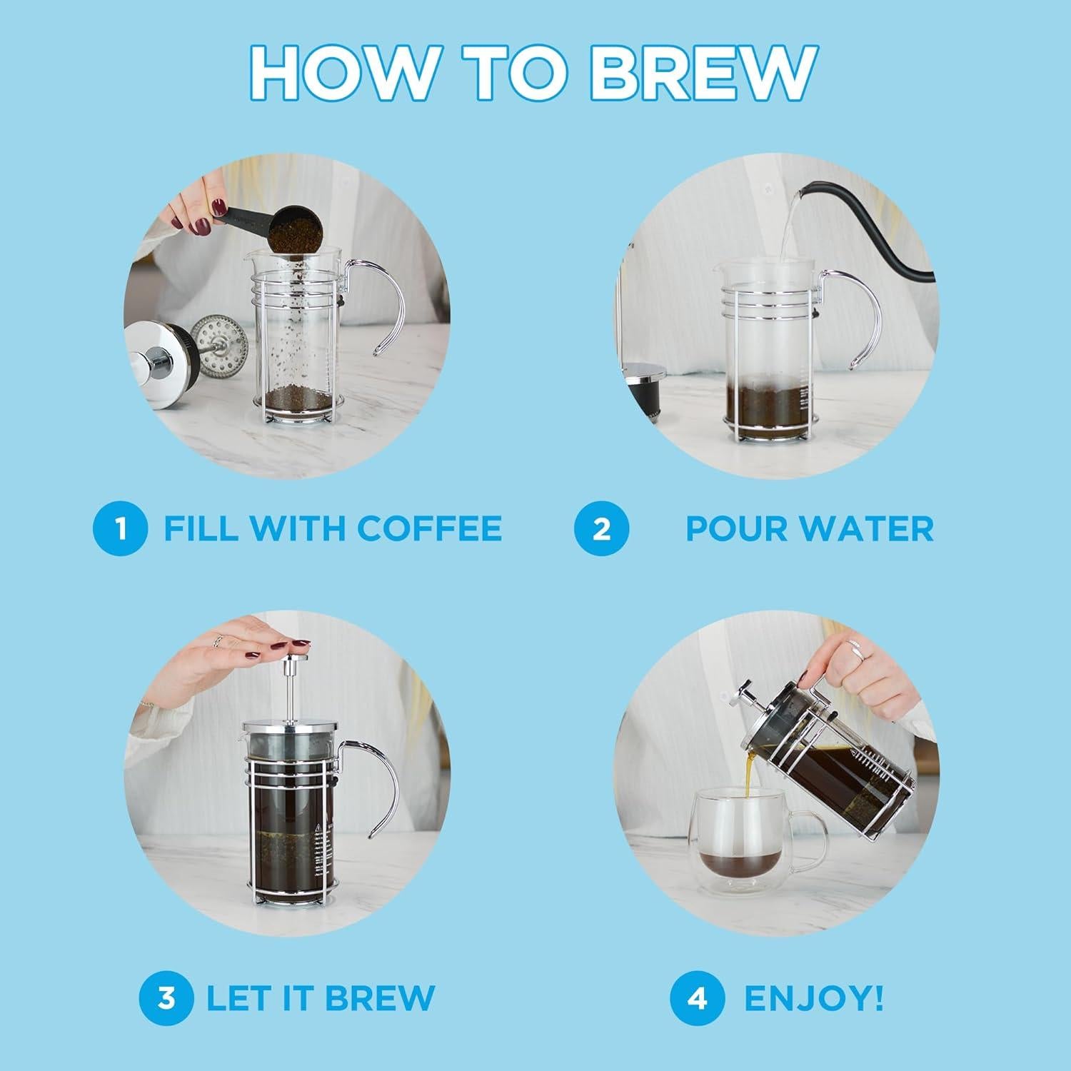 Prensa Francesa GROSCHE Madrid 1.0L Doble Filtro Vidrio