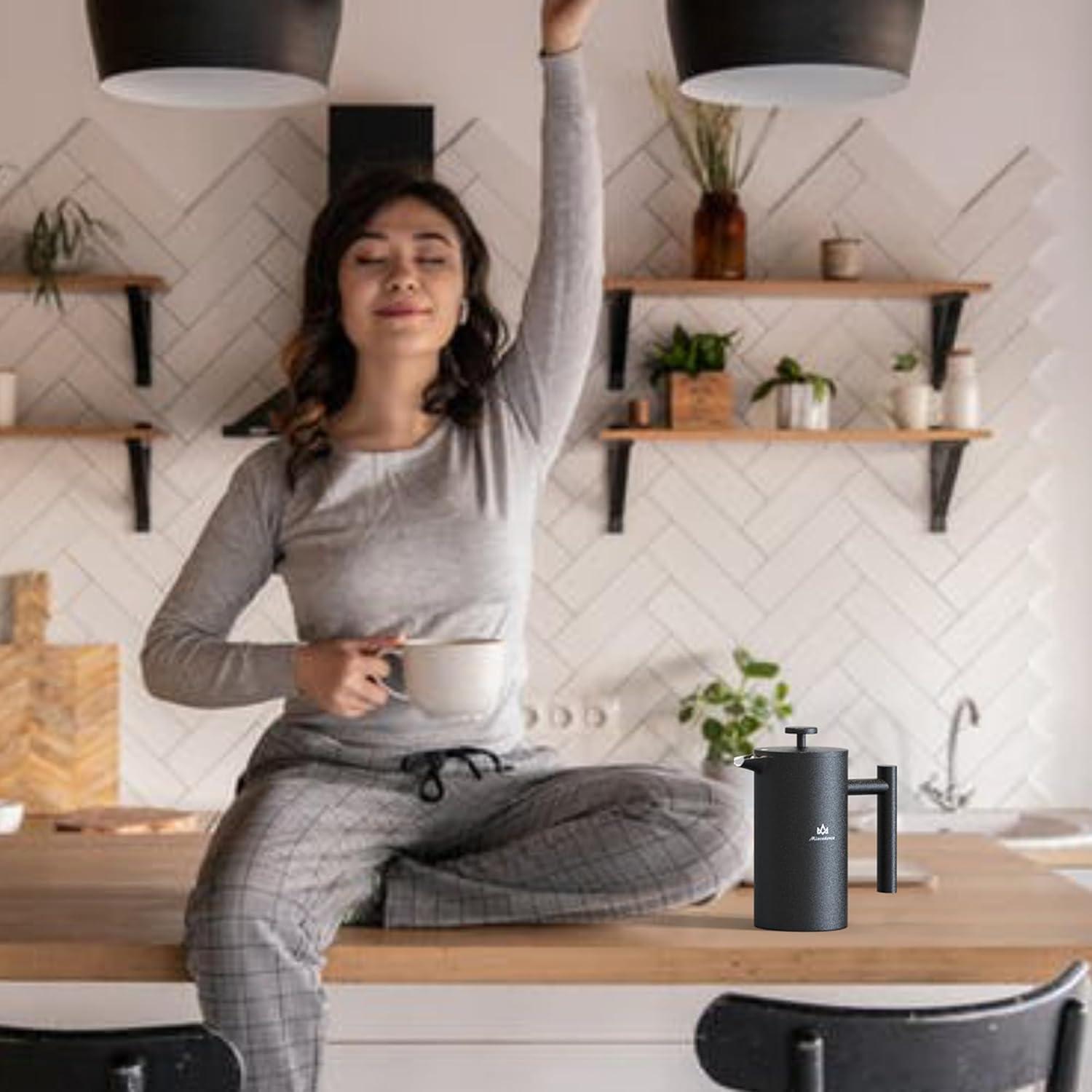 Cafetera Prensa Francesa Miscedence 12oz Acero Inoxidable