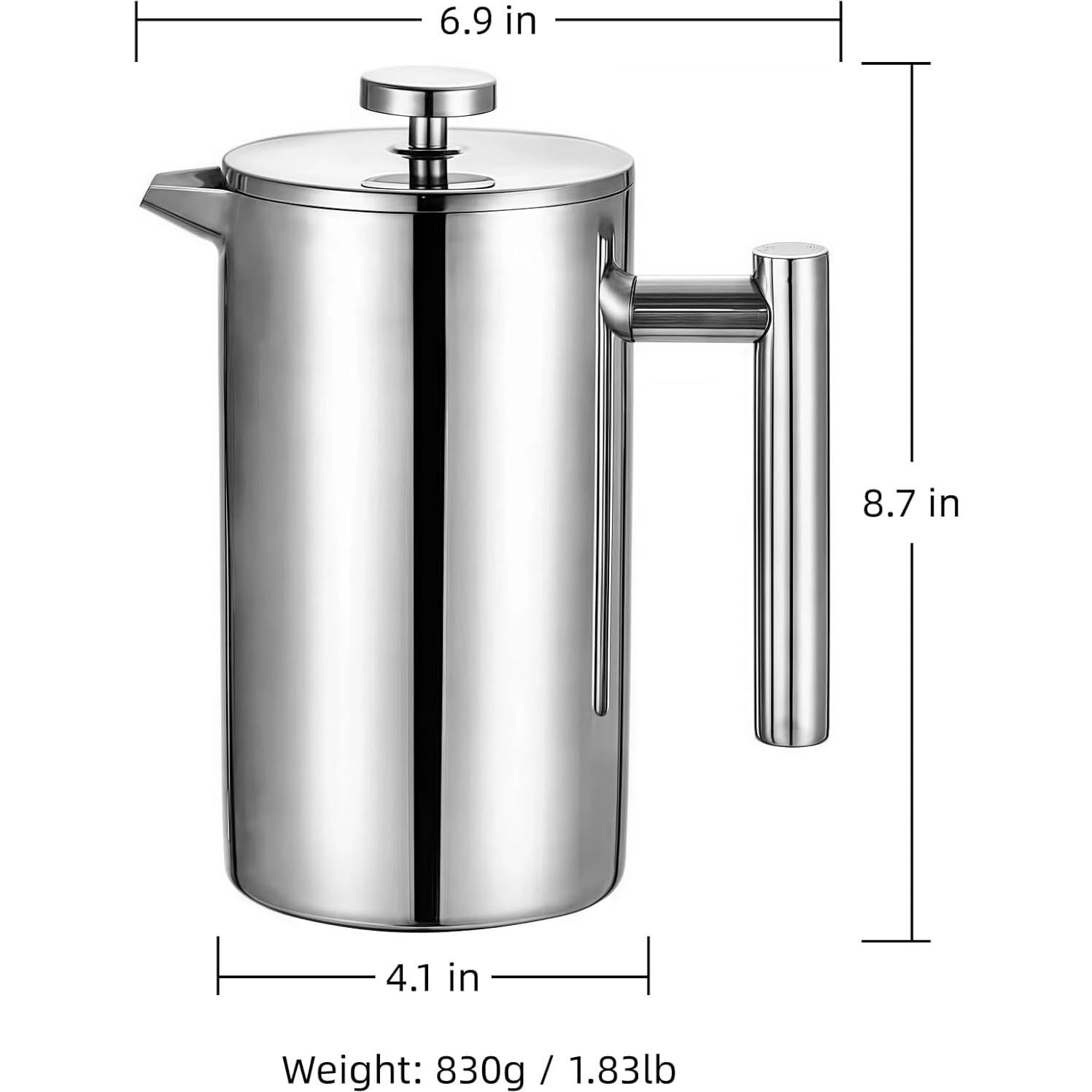 Prensa Francesa de Acero Inoxidable Dayngear 1L Camping