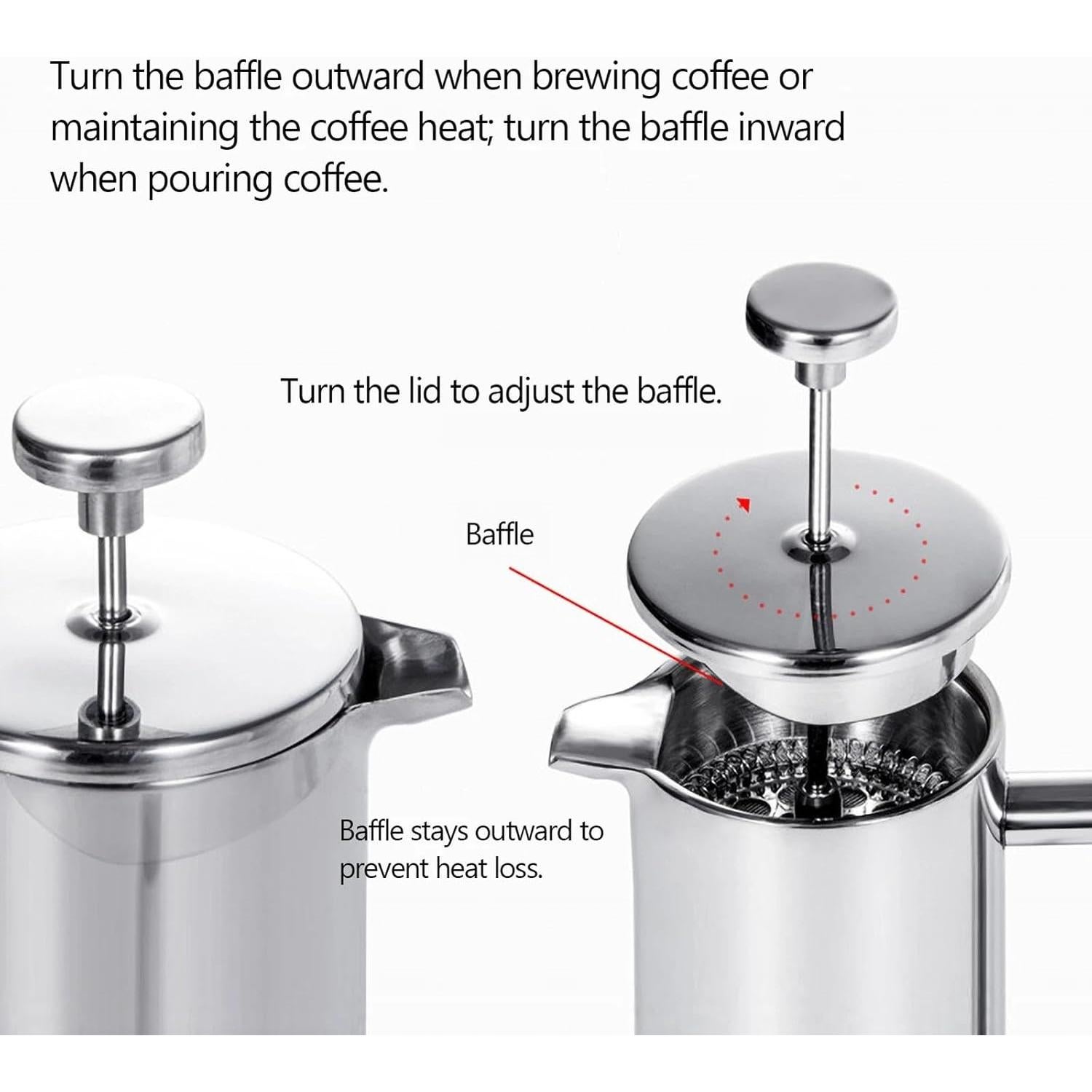 Prensa Francesa de Acero Inoxidable Dayngear 1L Camping