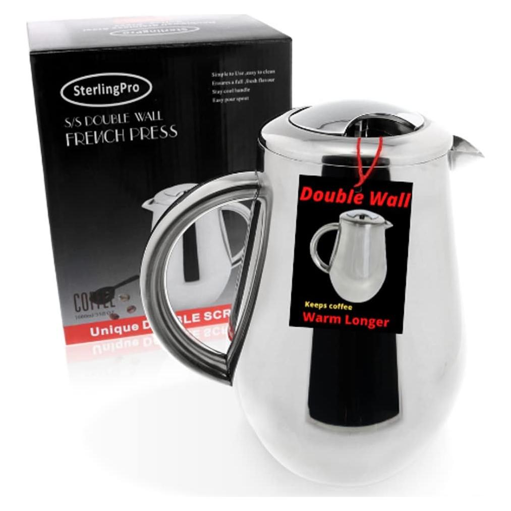 Cafetera Prensa Francesa SterlingPro 1L Acero Inoxidable Doble Pared