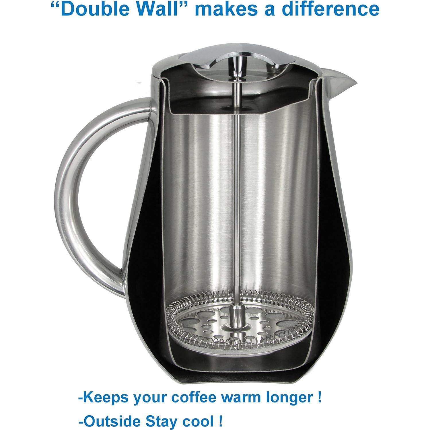 Cafetera Prensa Francesa SterlingPro 1L Acero Inoxidable Doble Pared