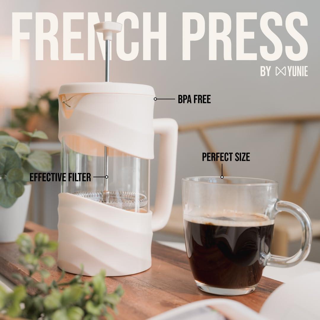 Prensa Francesa Portátil Angora Brands Yunie - 1007 ml - Blanco