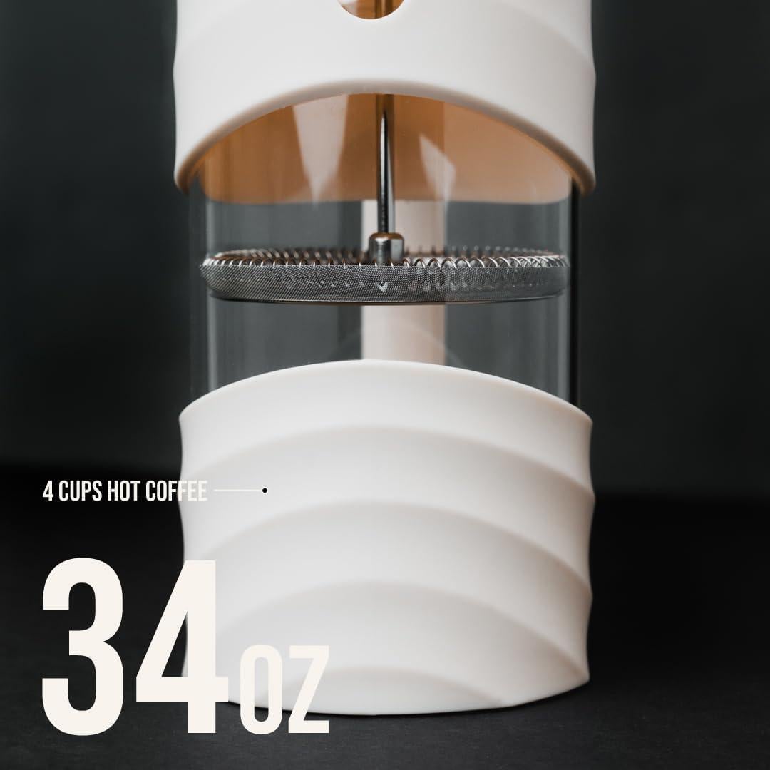 Prensa Francesa Portátil Angora Brands Yunie - 1007 ml - Blanco