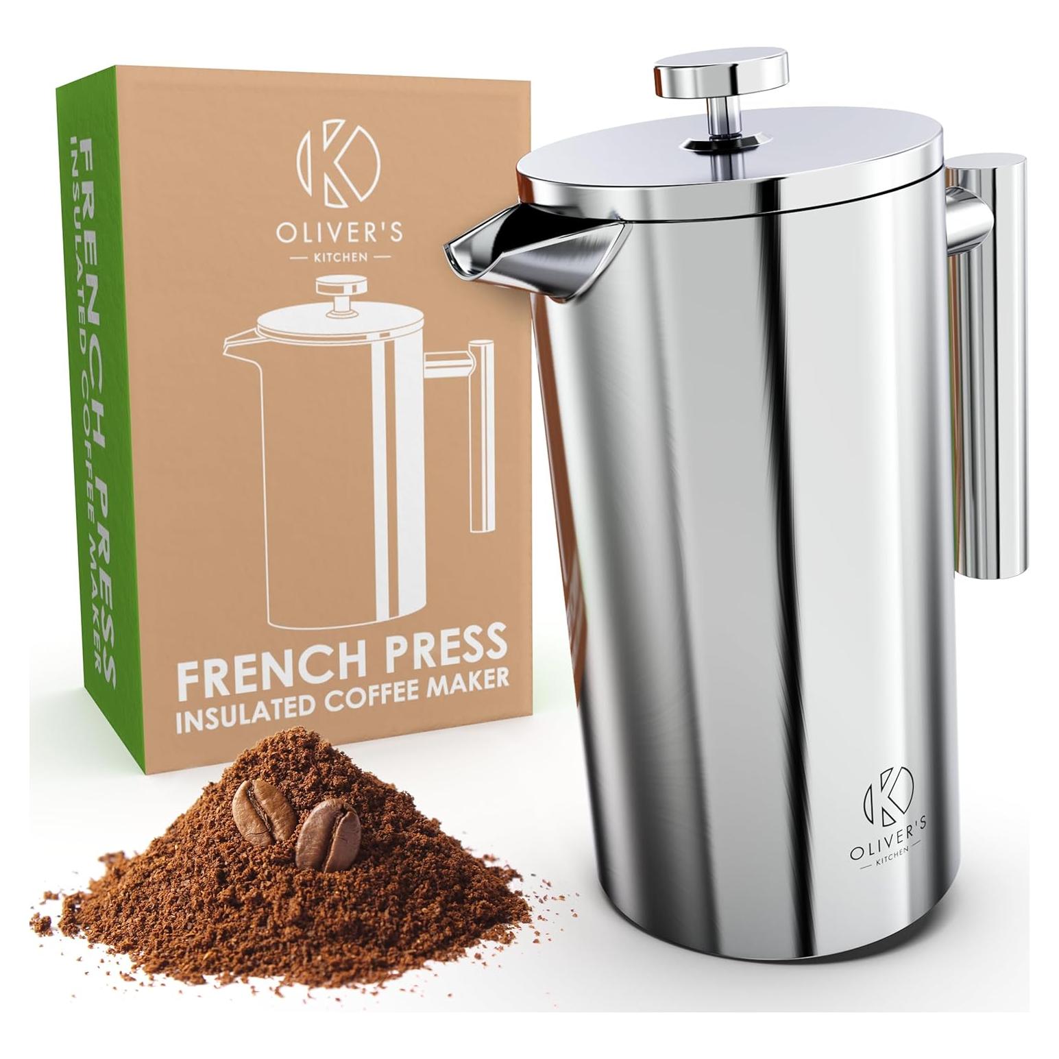 Cafetera Prensa Francesa Oliver's Kitchen 1L Acero Inoxidable