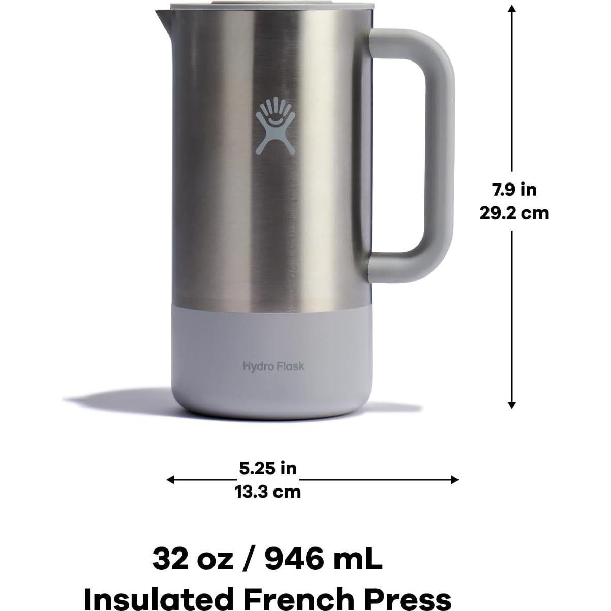Prensa Francesa Aislada Hydro Flask 0.95L Gris Abedul