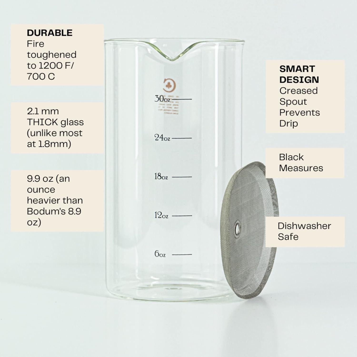 Cristal de Repuesto para Prensa Francesa Cafe Crush Club 1L