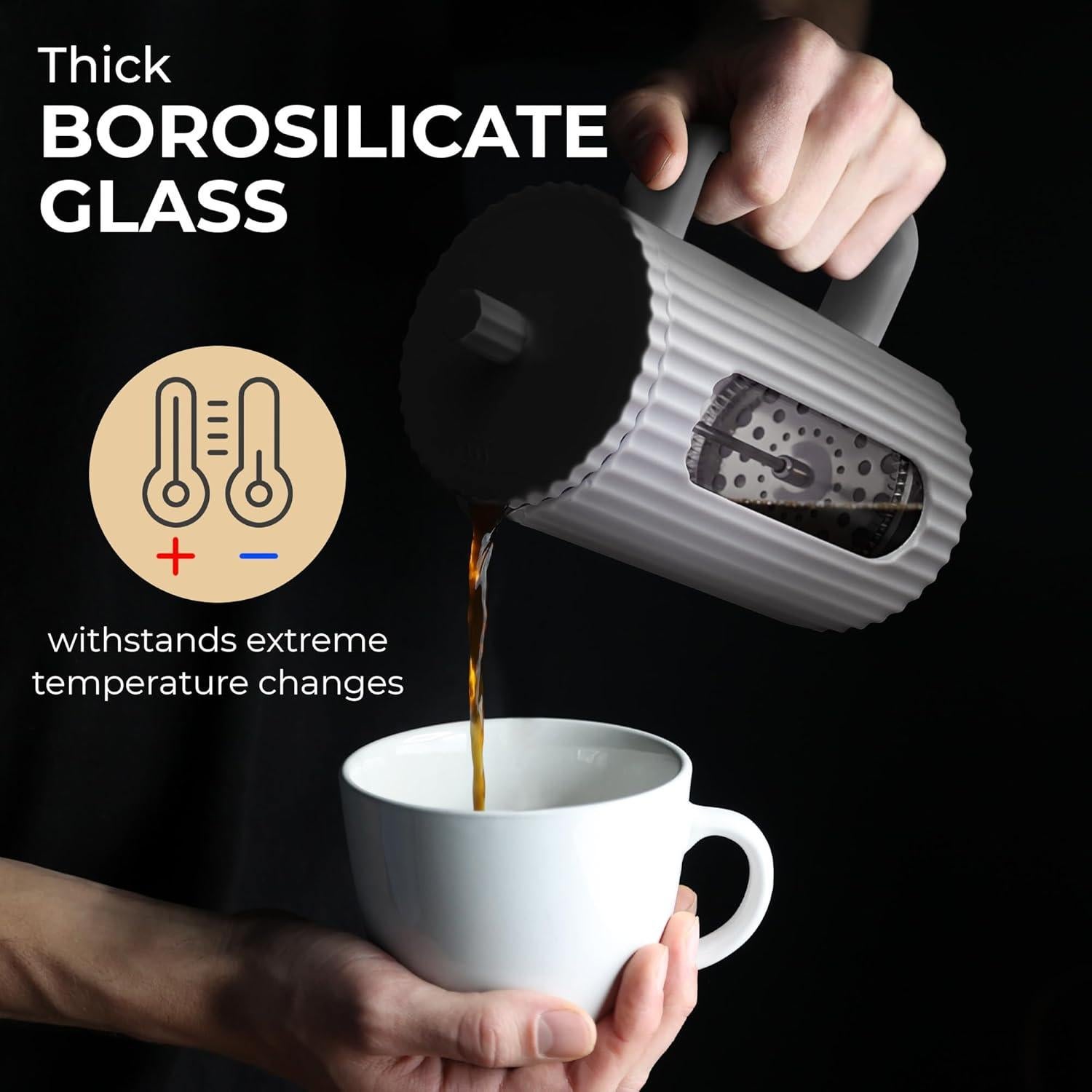Prensa Francesa Kaffe 1L - Vidrio Borosilicato y Plástico BPA Free