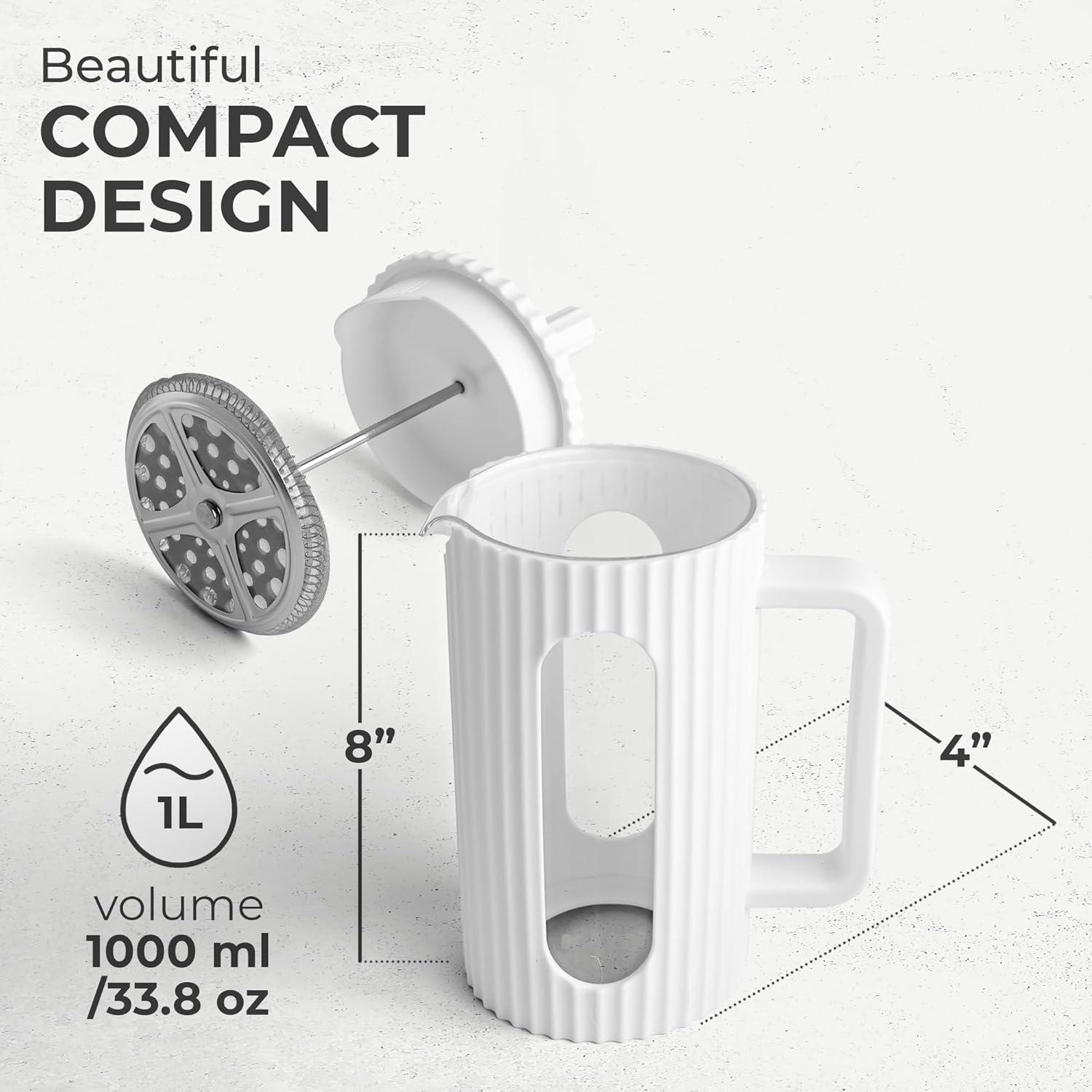 Prensa Francesa Kaffe 1L - Vidrio Borosilicato y Plástico BPA Free