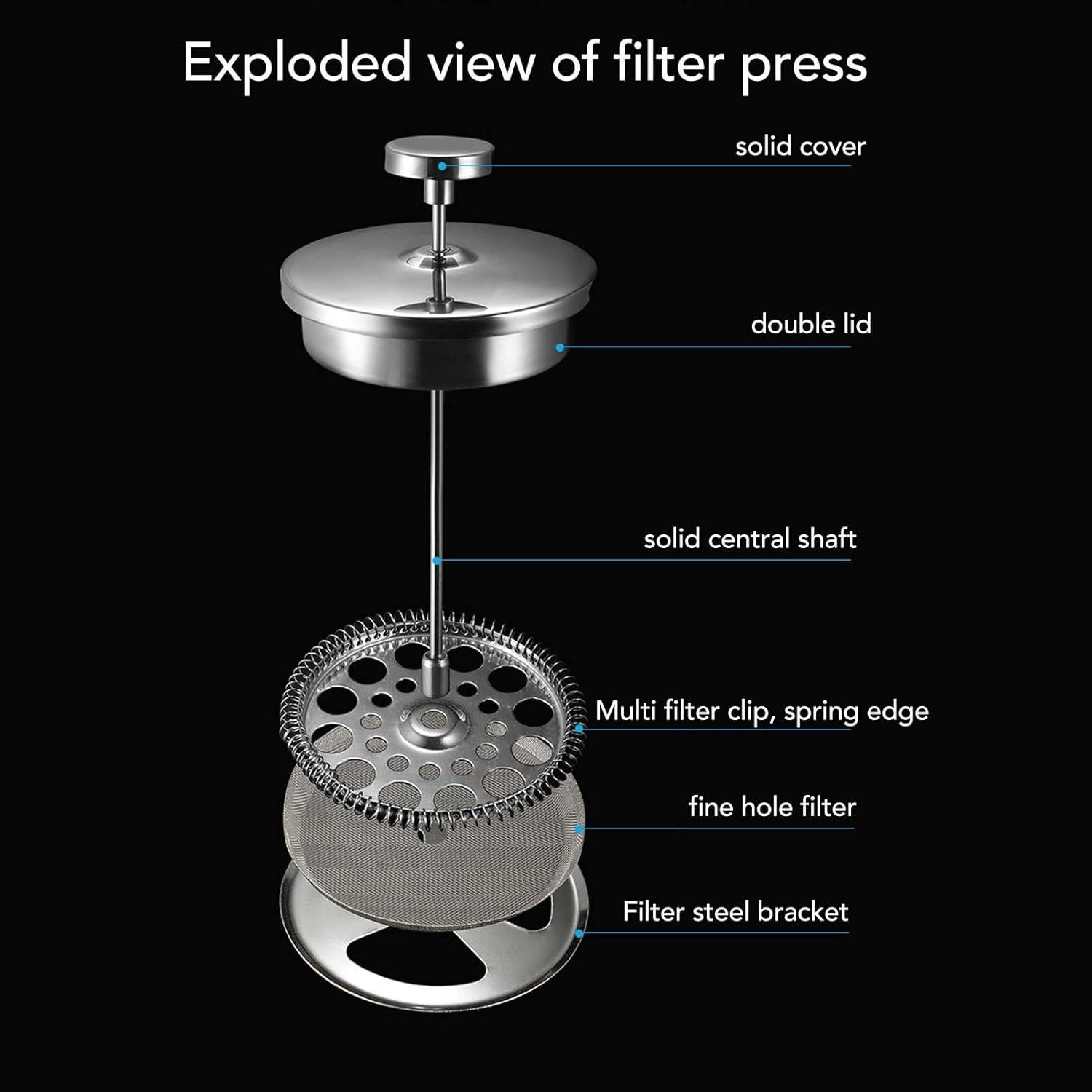 Cafetera Prensa Francesa Fockety Acero Inoxidable 1000ml