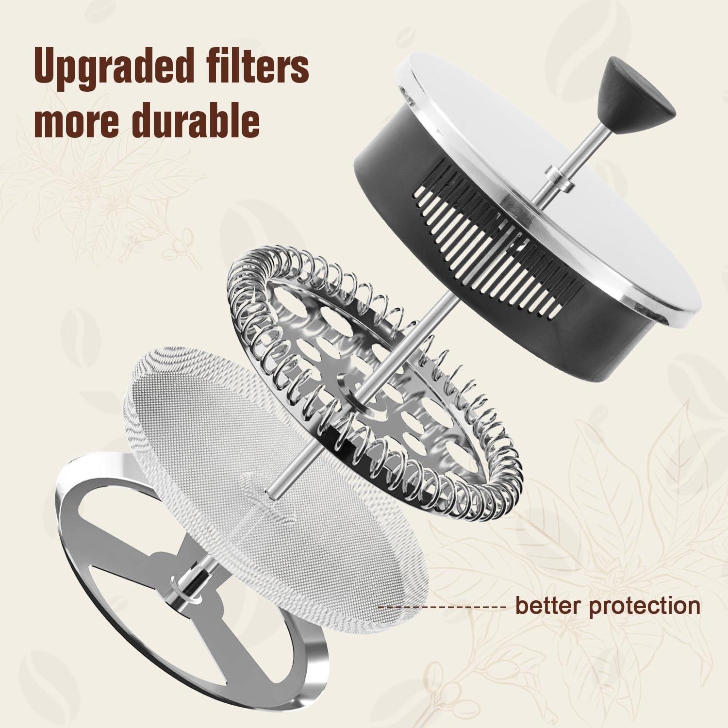 Cafetera Prensa Francesa COPOTEA 1L Vidrio Acero Inoxidable