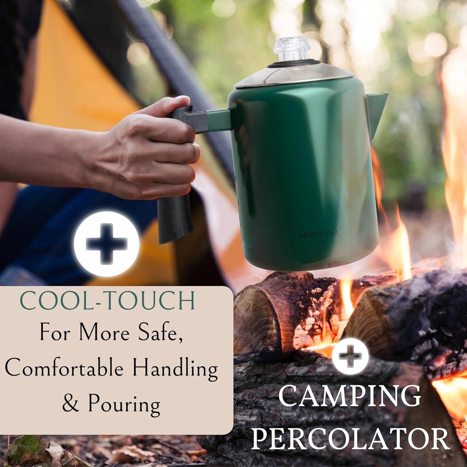 Cafetera Percoladora Mixpresso Acero Inoxidable 1.1L Verde