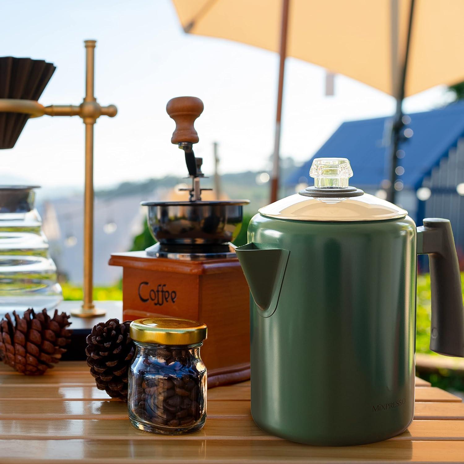 Cafetera Percoladora Mixpresso Acero Inoxidable 1.1L Verde