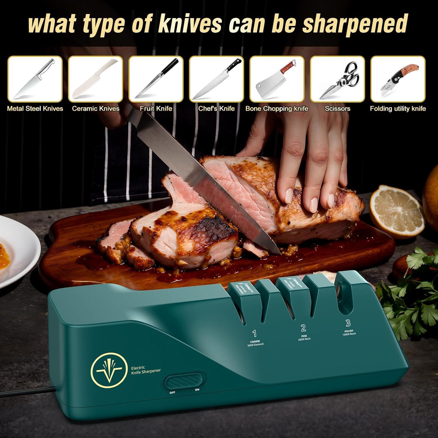 Afilador eléctrico de cuchillos VIDOME RE009 3 en 1 con tijeras