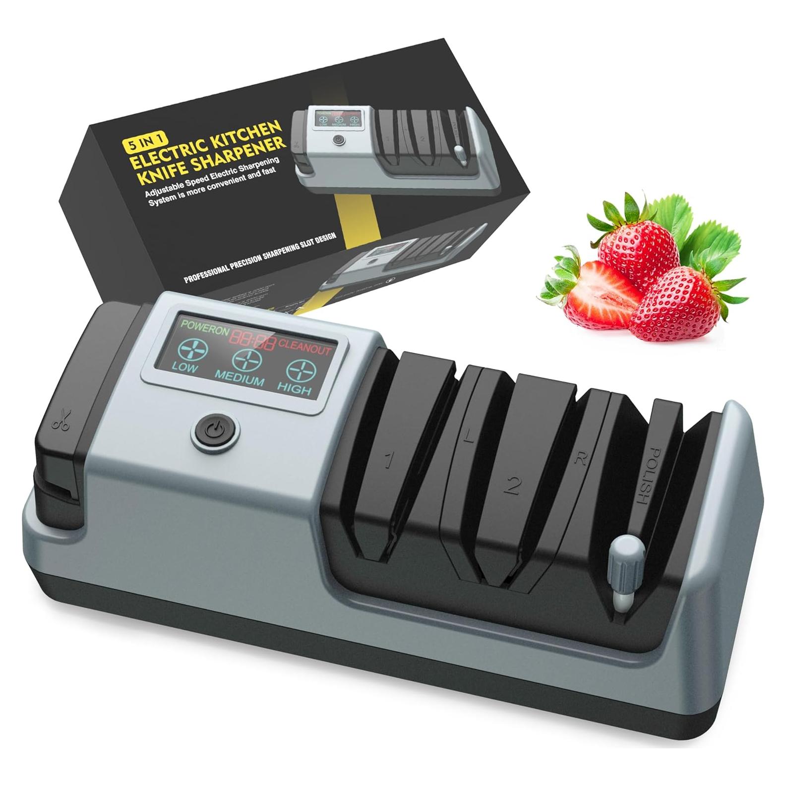 Afilador de cuchillos eléctrico 5 en 1 YOORLEAY con 3 velocidades