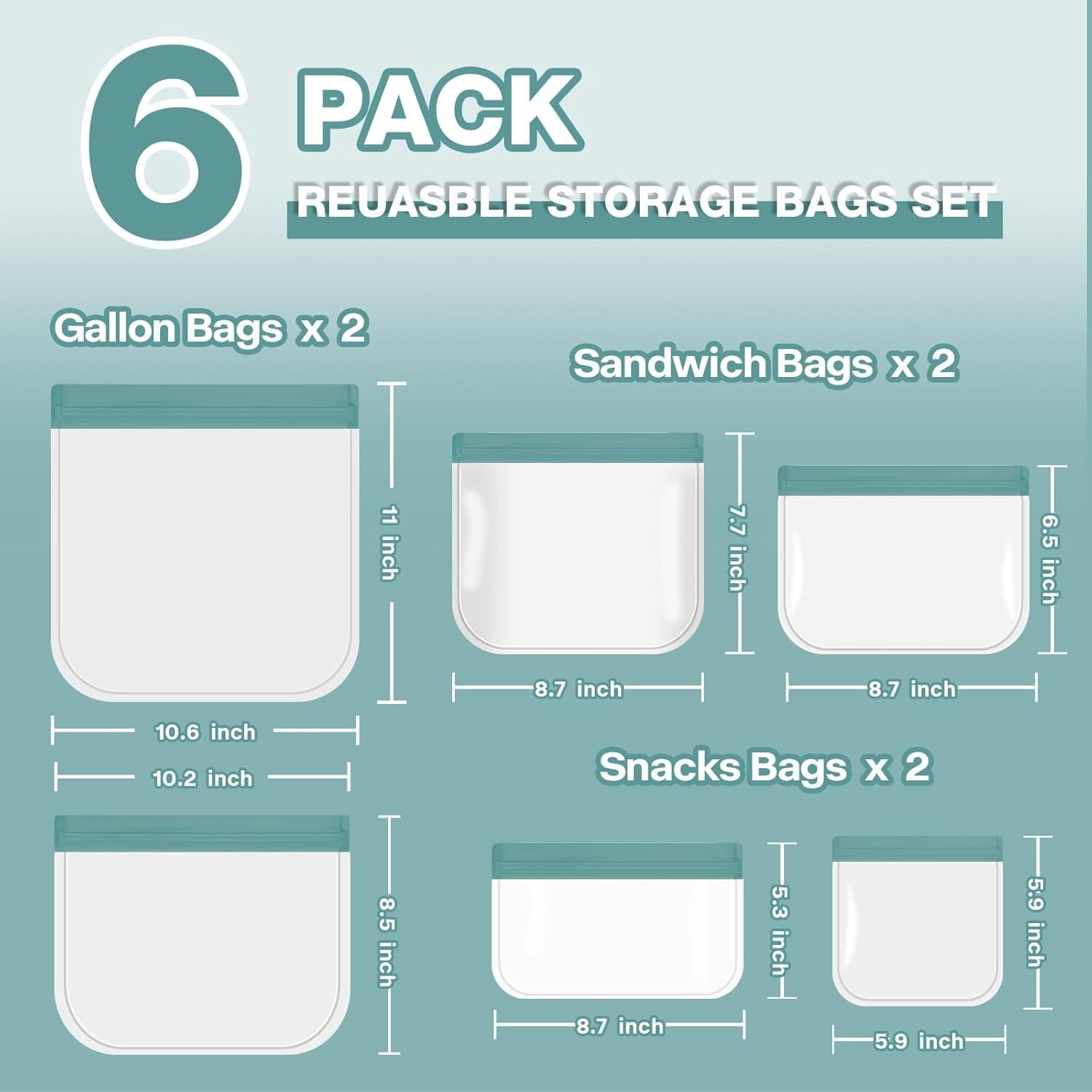 Bolsas de Almacenamiento Reutilizables Shiningwell - 6 Piezas