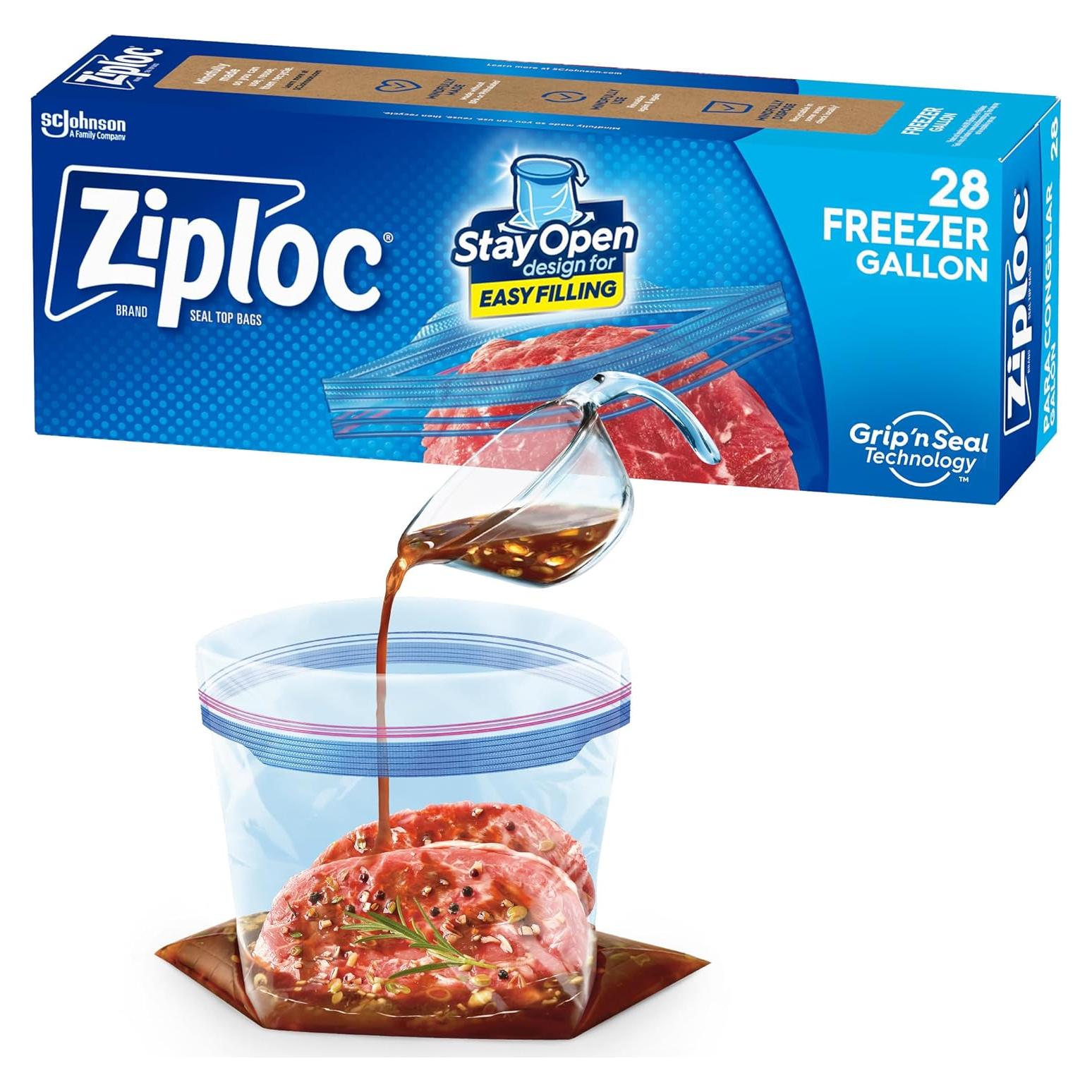 Bolsas de Almacenamiento Ziploc Galón 28 Unidades 3.8L